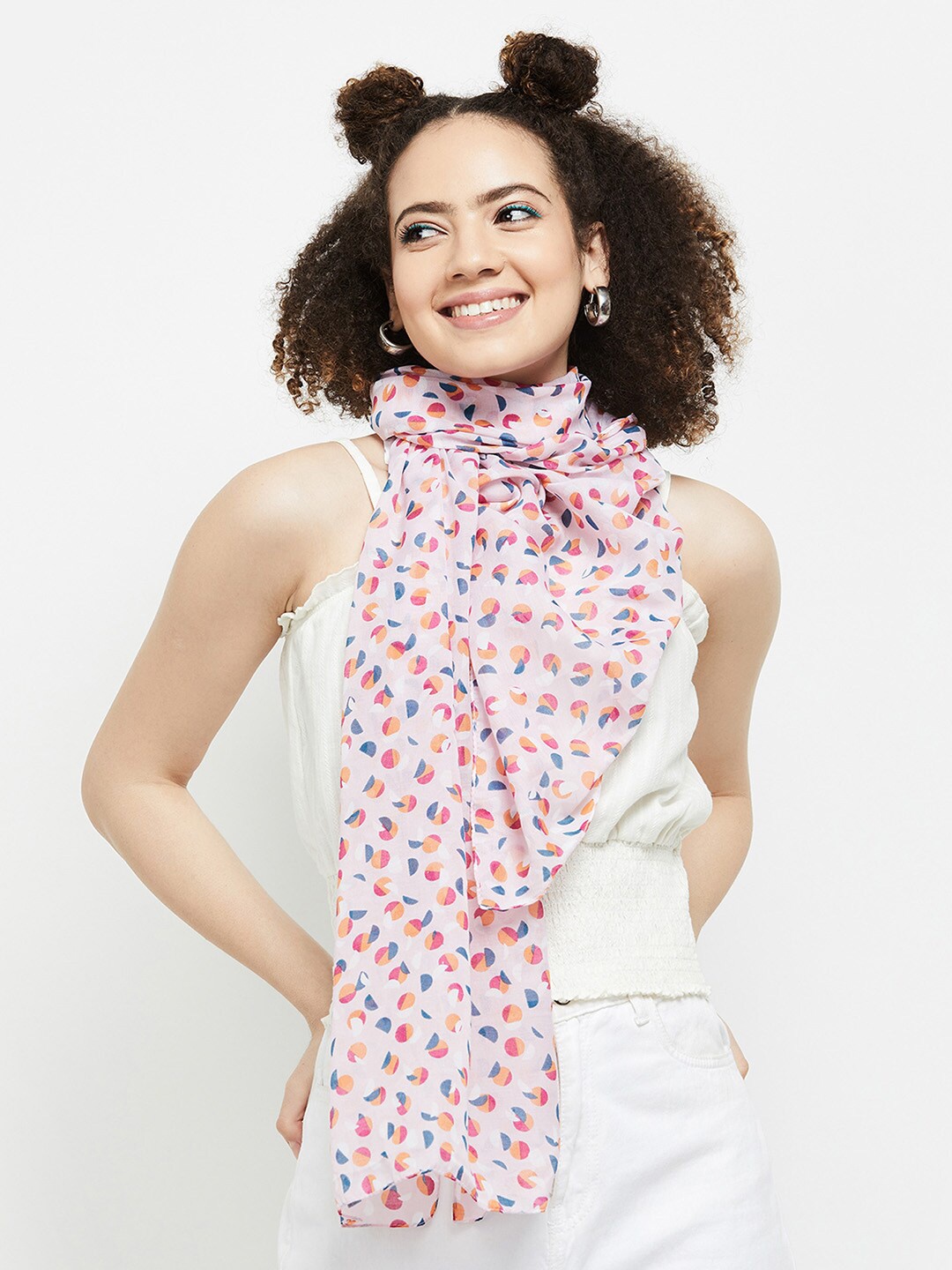 

max Women Printed Polyester Scarf, Pink
