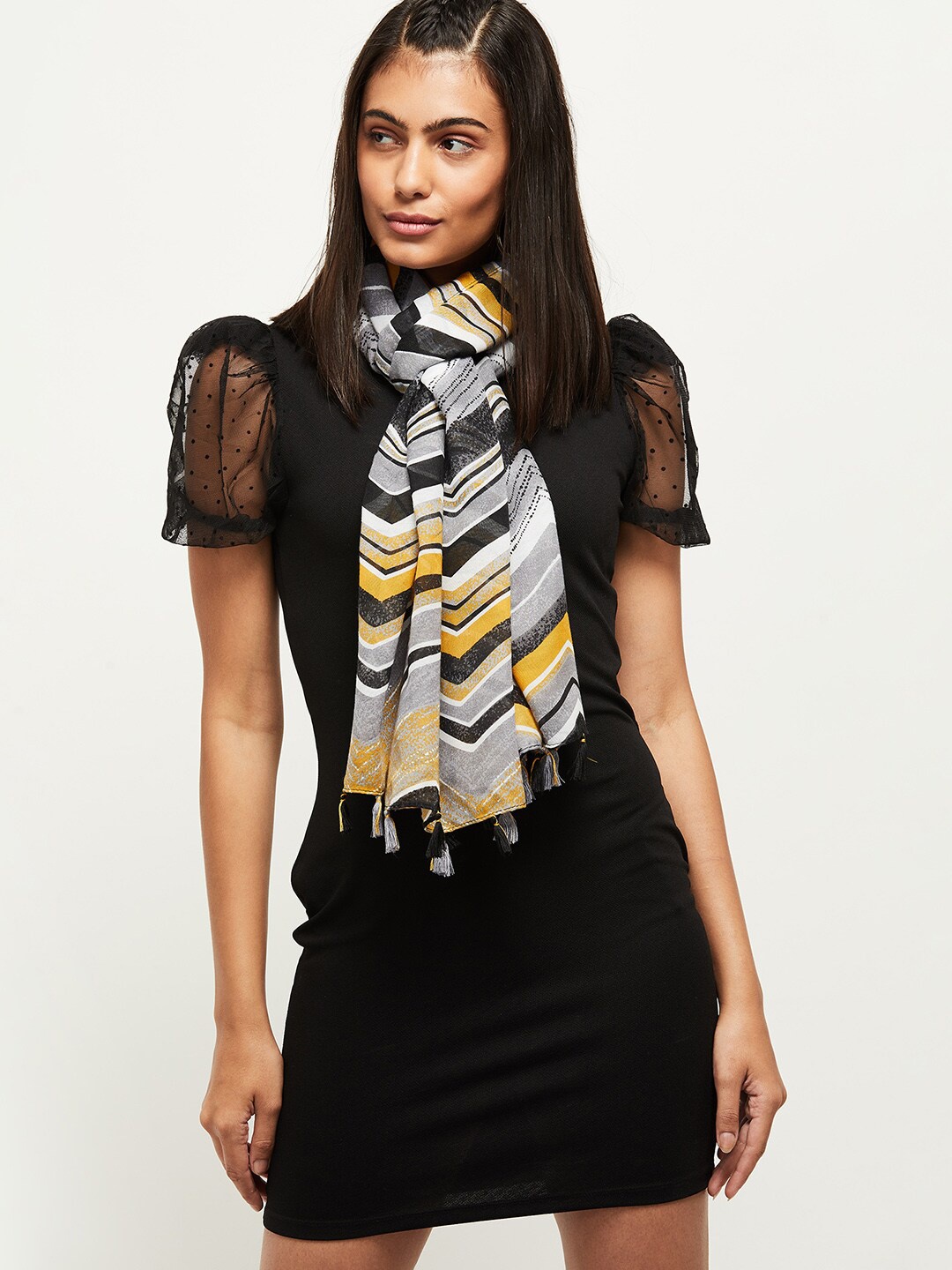 

max Women Striped Polyester Scarf, White