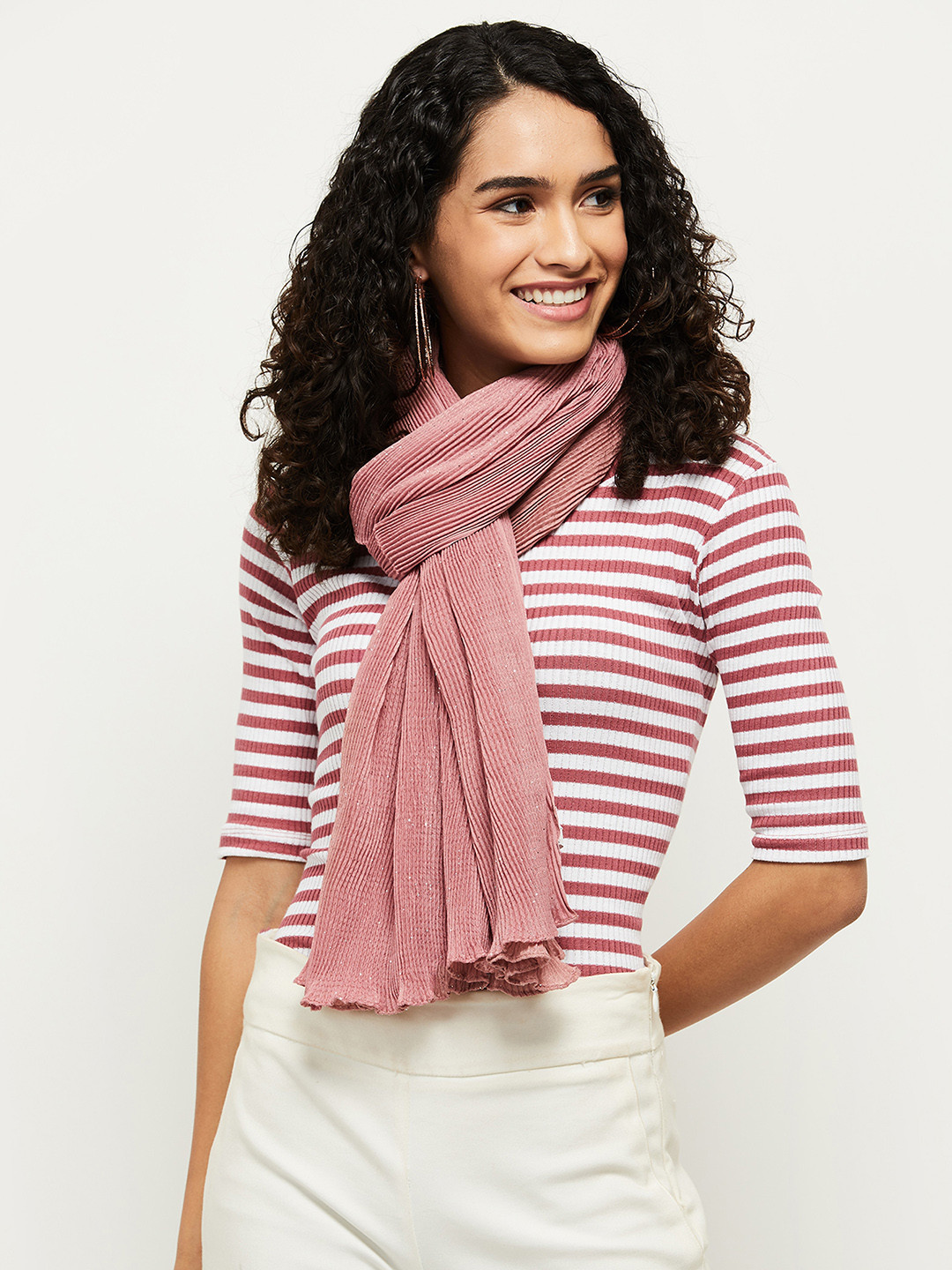 

max Women Solid Polyester Scarf, Mauve