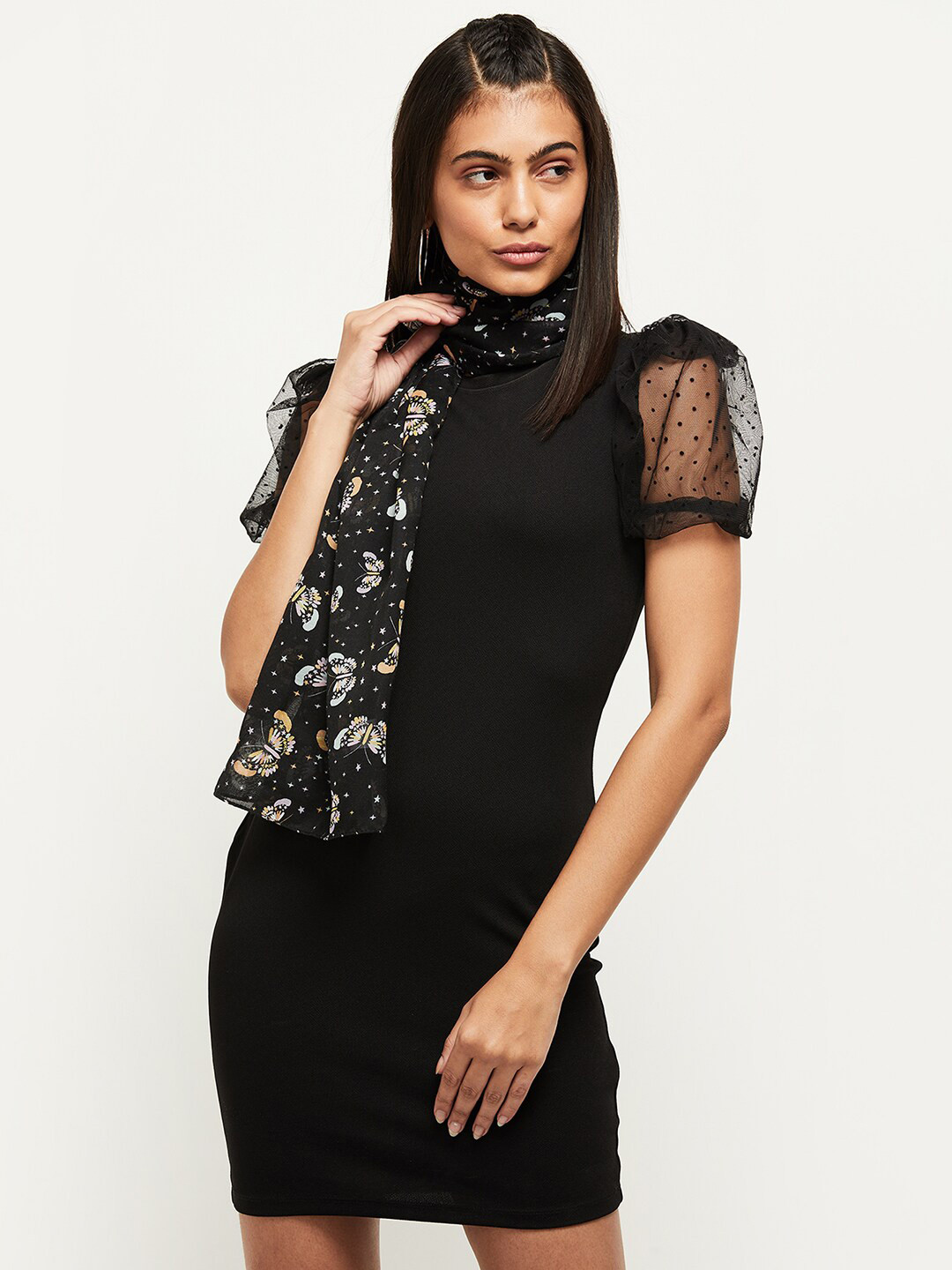 

max Women Black & Orange Printed Scarf