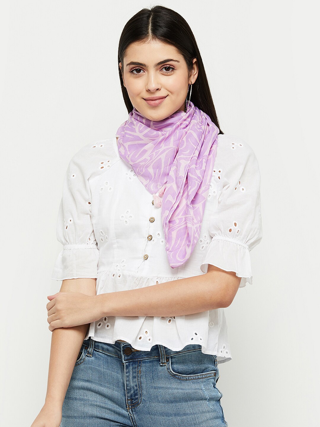 

max Women Printed Polyester Scarf, Pink