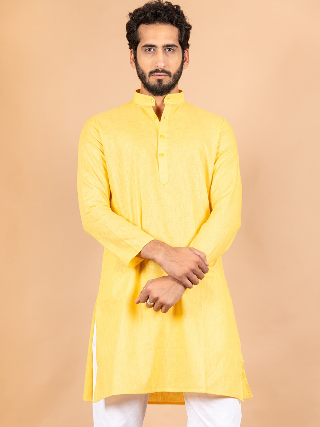 

Tistabene Men Yellow Thread Work Kurta