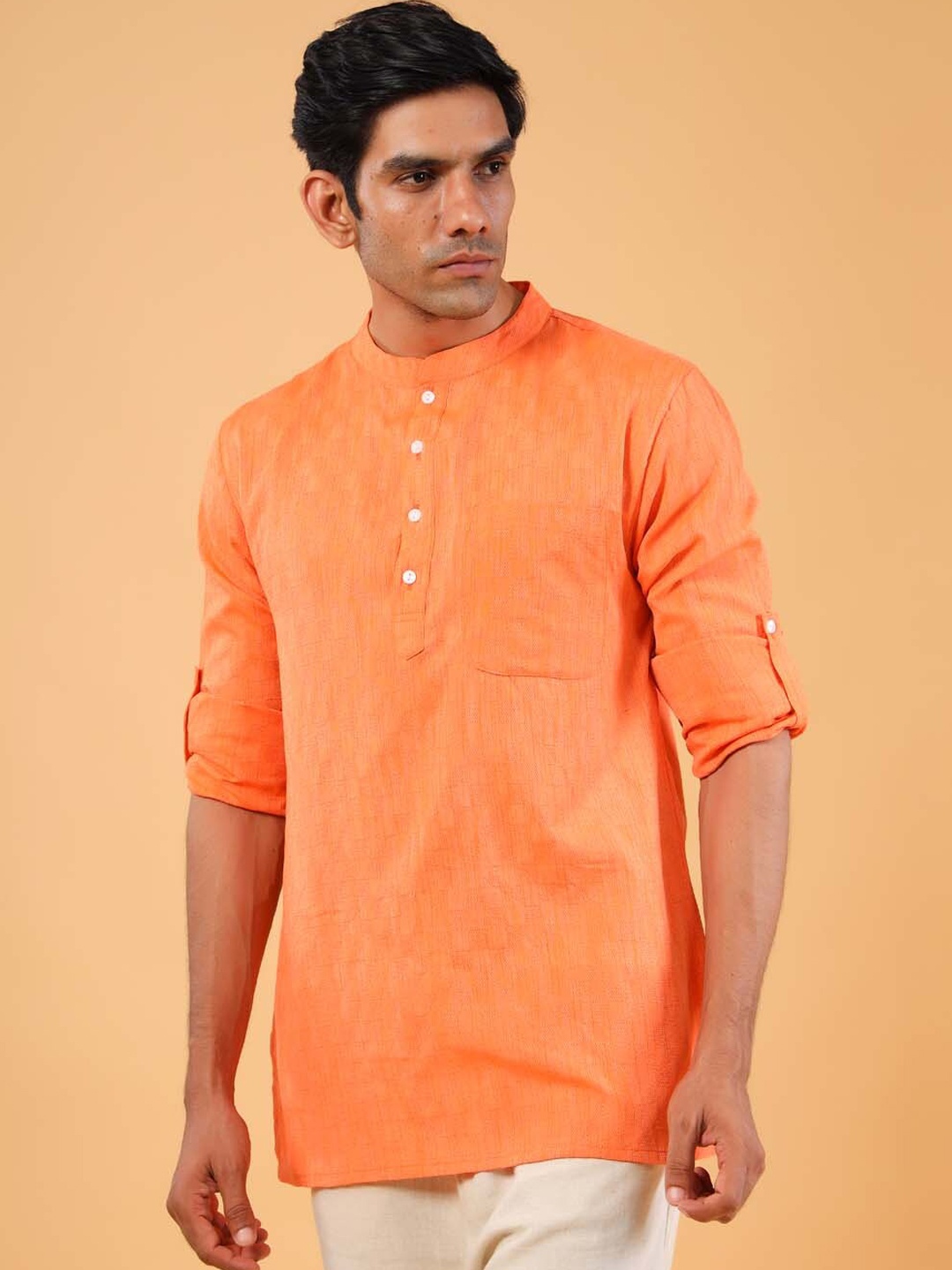 

Tistabene Men Orange Thread Work Pathani Kurta