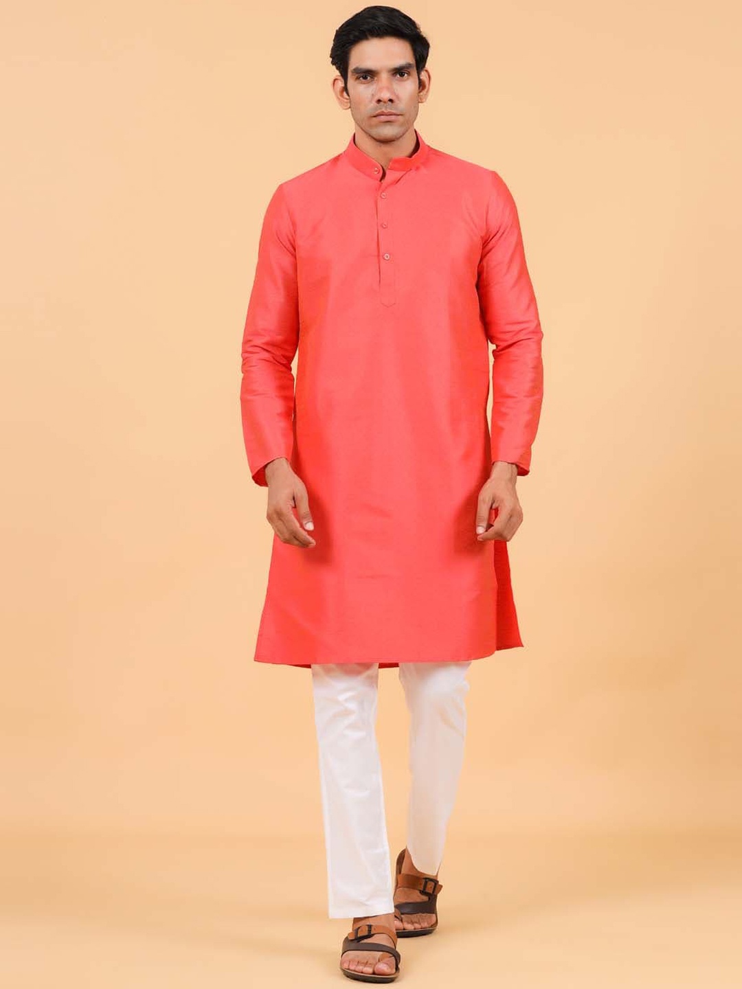 

Tistabene Men Pink Thread Work Kurta