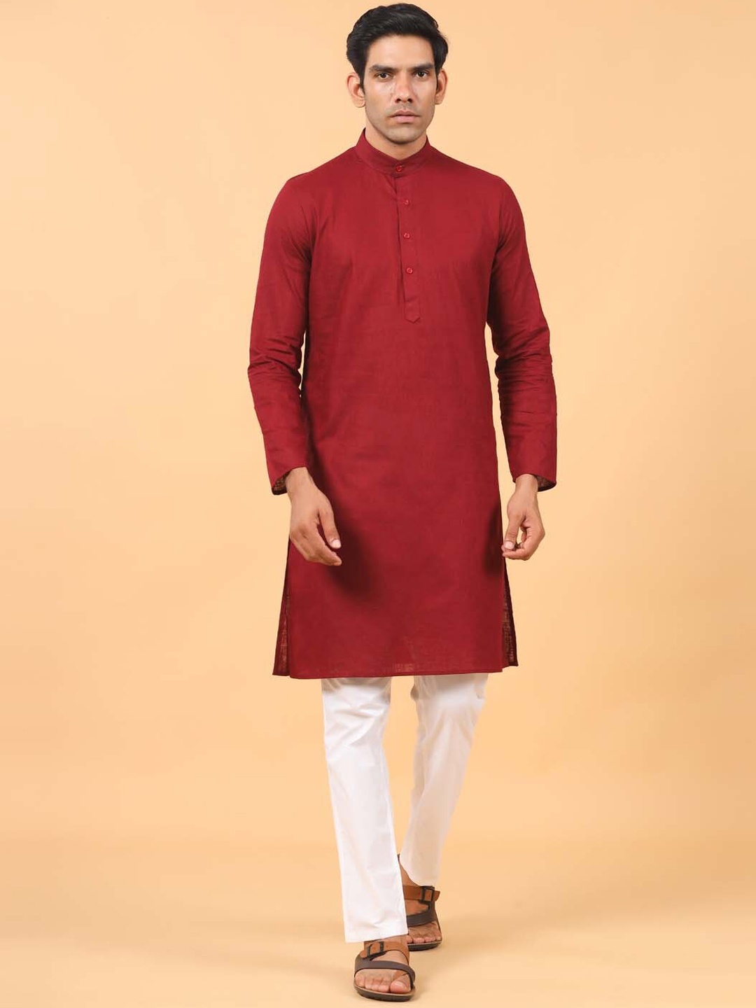 

Tistabene Men Maroon Cotton Kurta