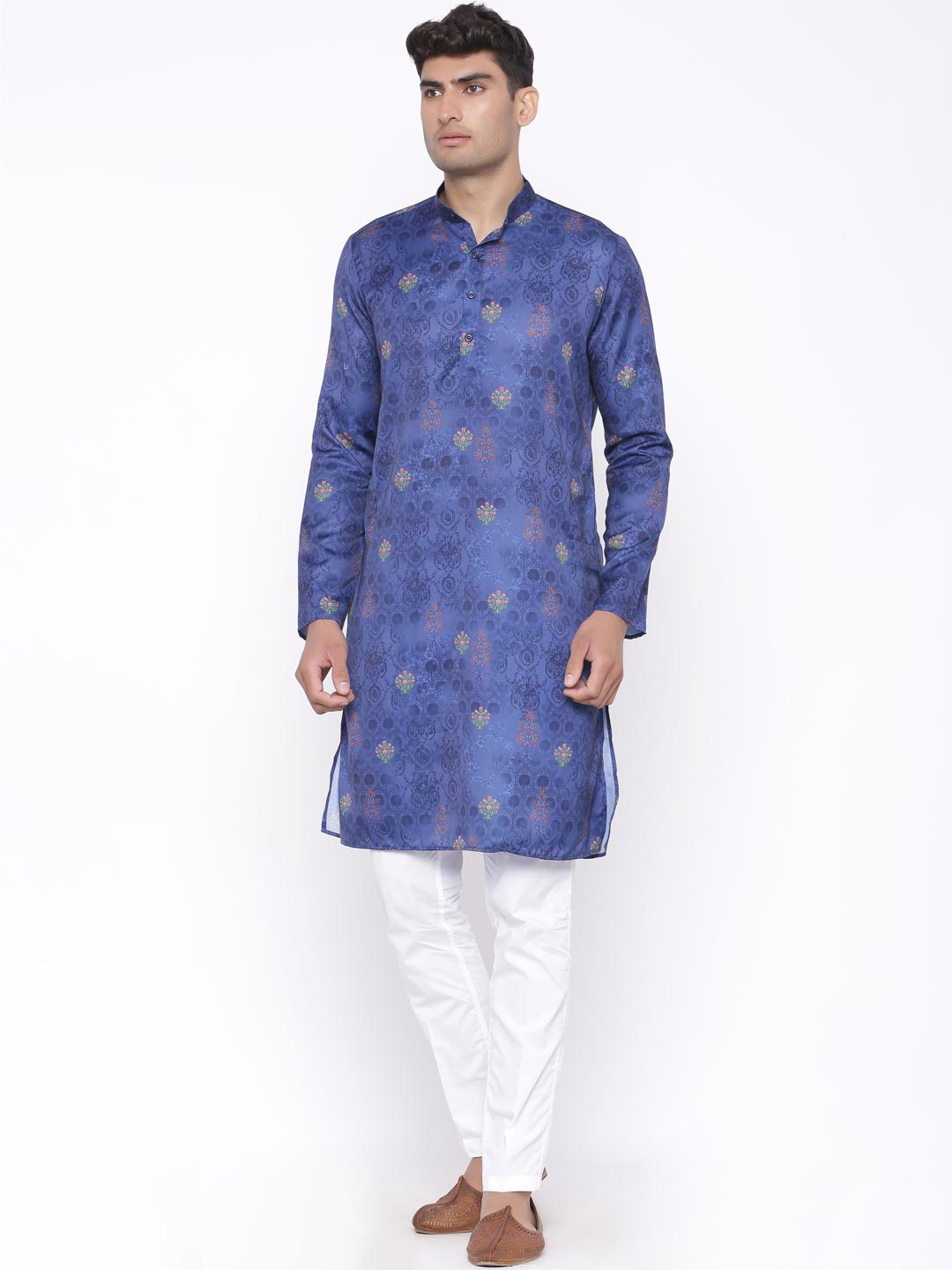 

Tistabene Men Blue Floral Cotton Kurta