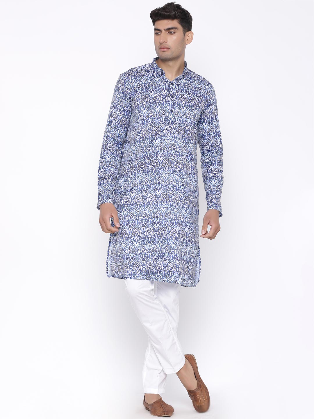 

Tistabene Men Blue Ethnic Motifs Printed Cotton Kurta
