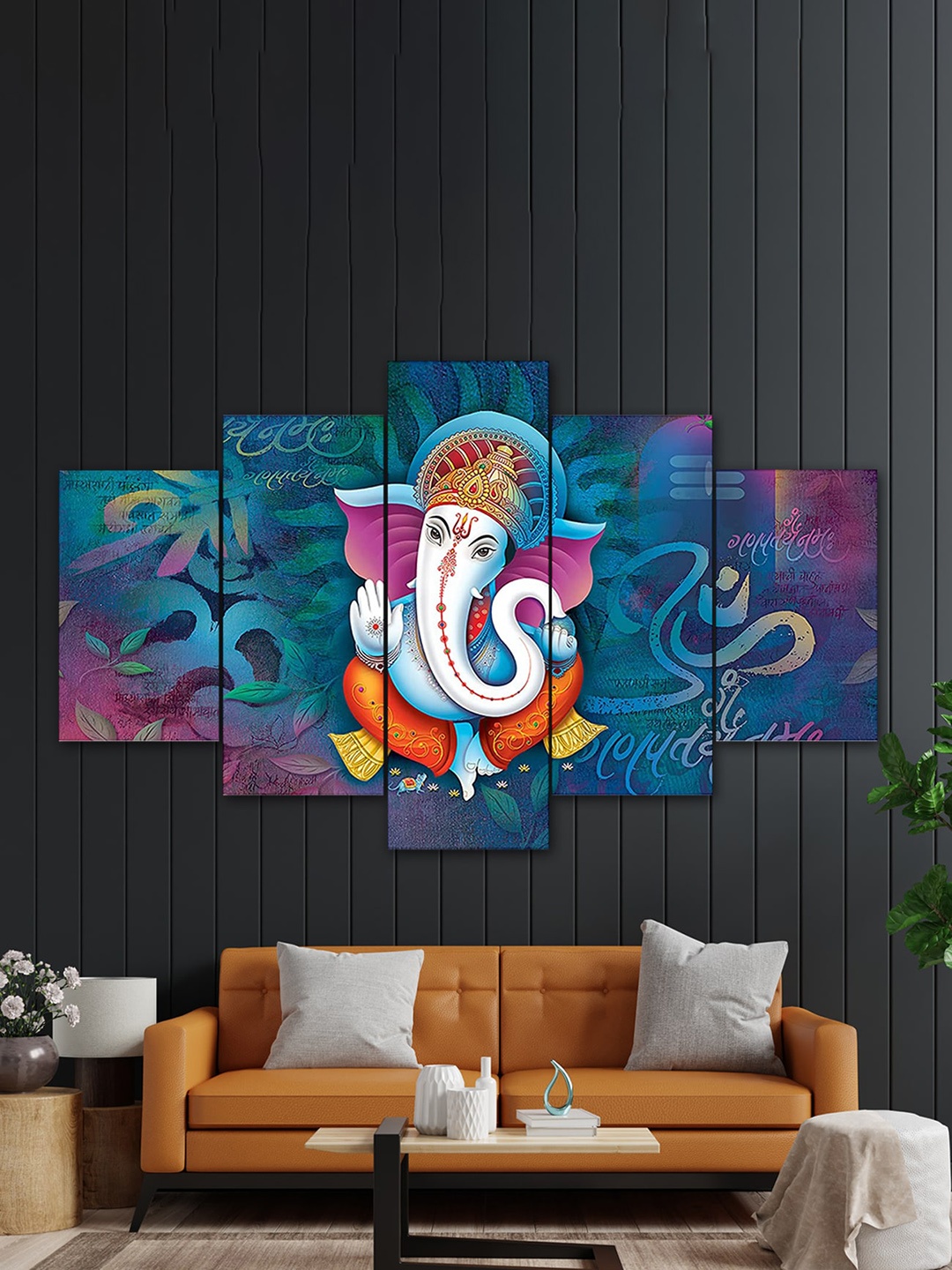 

Perpetual Set Of 5 Multicolored 3-D Scenery Wall Painting Wall Art, Blue