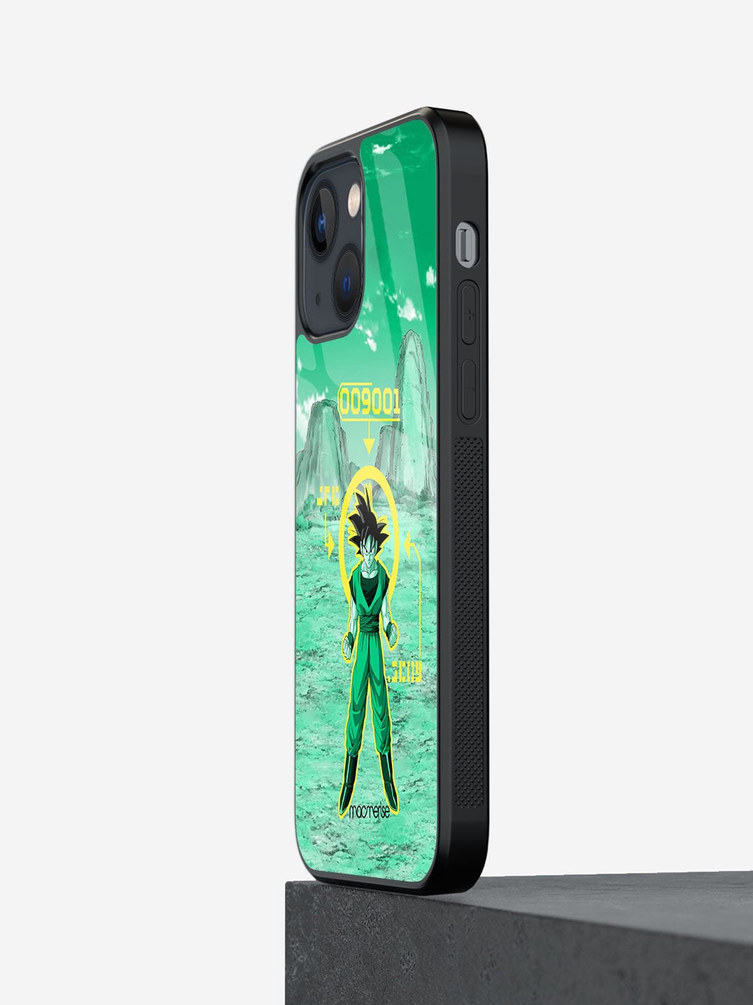 

macmerise Green & Yellow Printed Over 9000 iPhone 13 Glass Phone Back Case