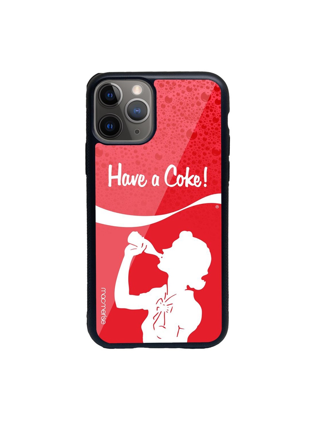 

macmerise Red & White Printed Have a Coke Girl iPhone 11 Pro Glass Phone Back Case