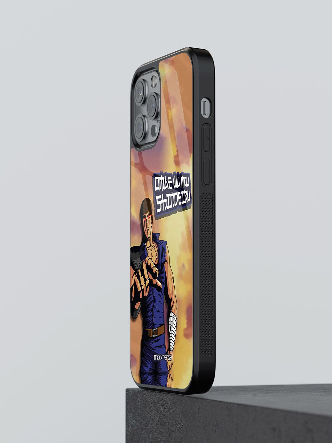 

macmerise Blue & Brown Printed Serious Kenshiro iPhone 12 Pro Glass Phone Back Case