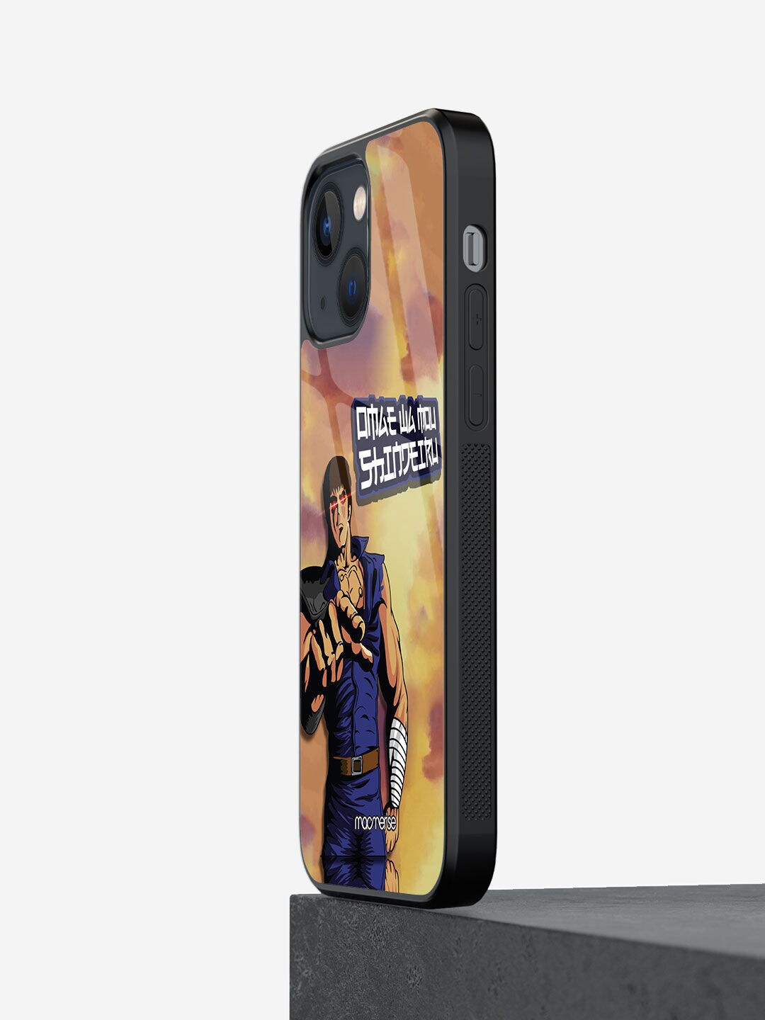

macmerise Blue & Brown Printed Serious Kenshiro iPhone 13 Glass Phone Back Case