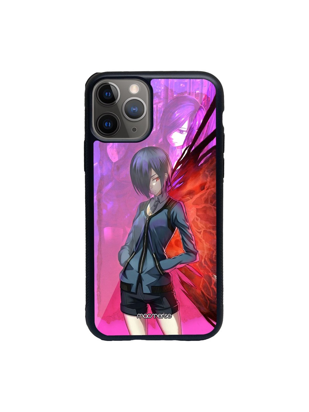 

macmerise Pink & Red Printed Touka Kirishima iPhone 11 Pro Glass Phone Back Case