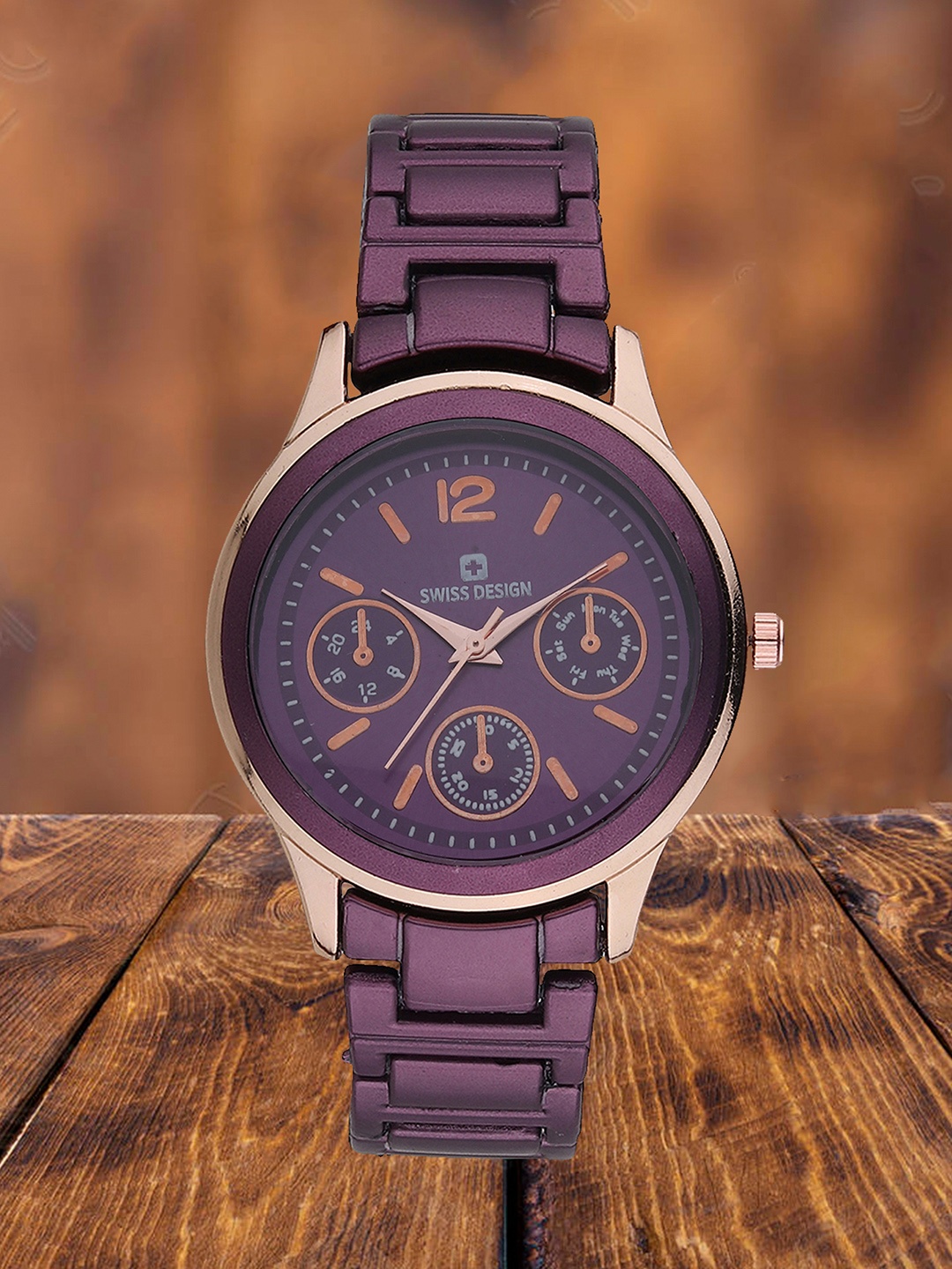 

Swiss Design Women Embellished Dial & Bracelet Style Straps Analogue Watch SDWT-007-PR, Purple