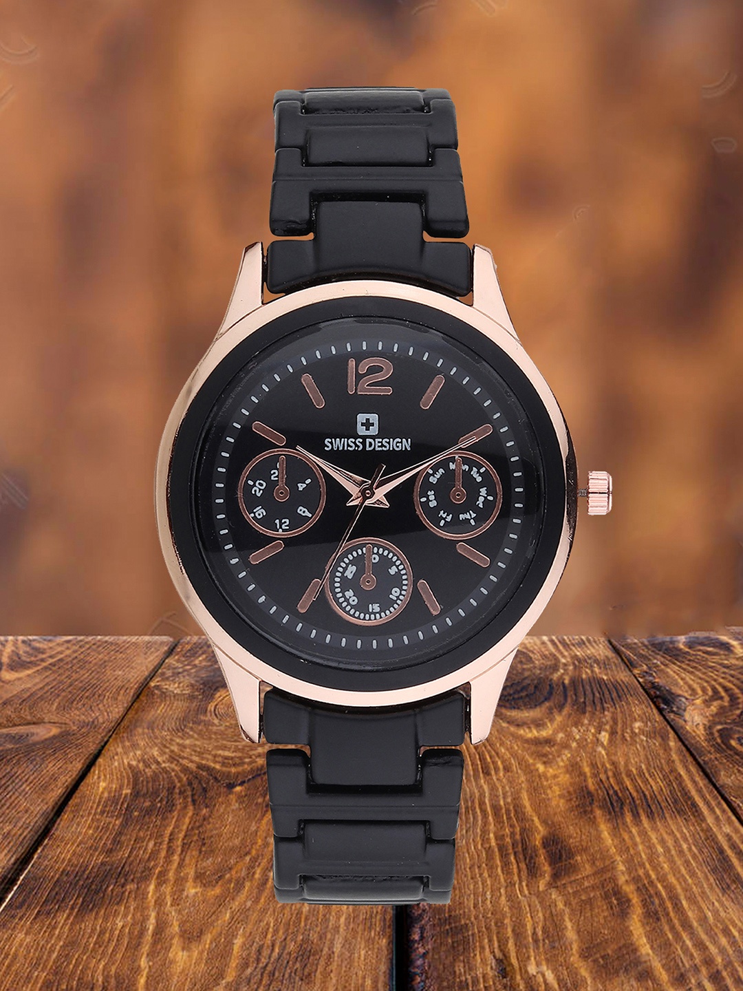 

Swiss Design Women Printed Dial & Bracelet Style Straps Analogue Watch SDWT-007-BK, Black