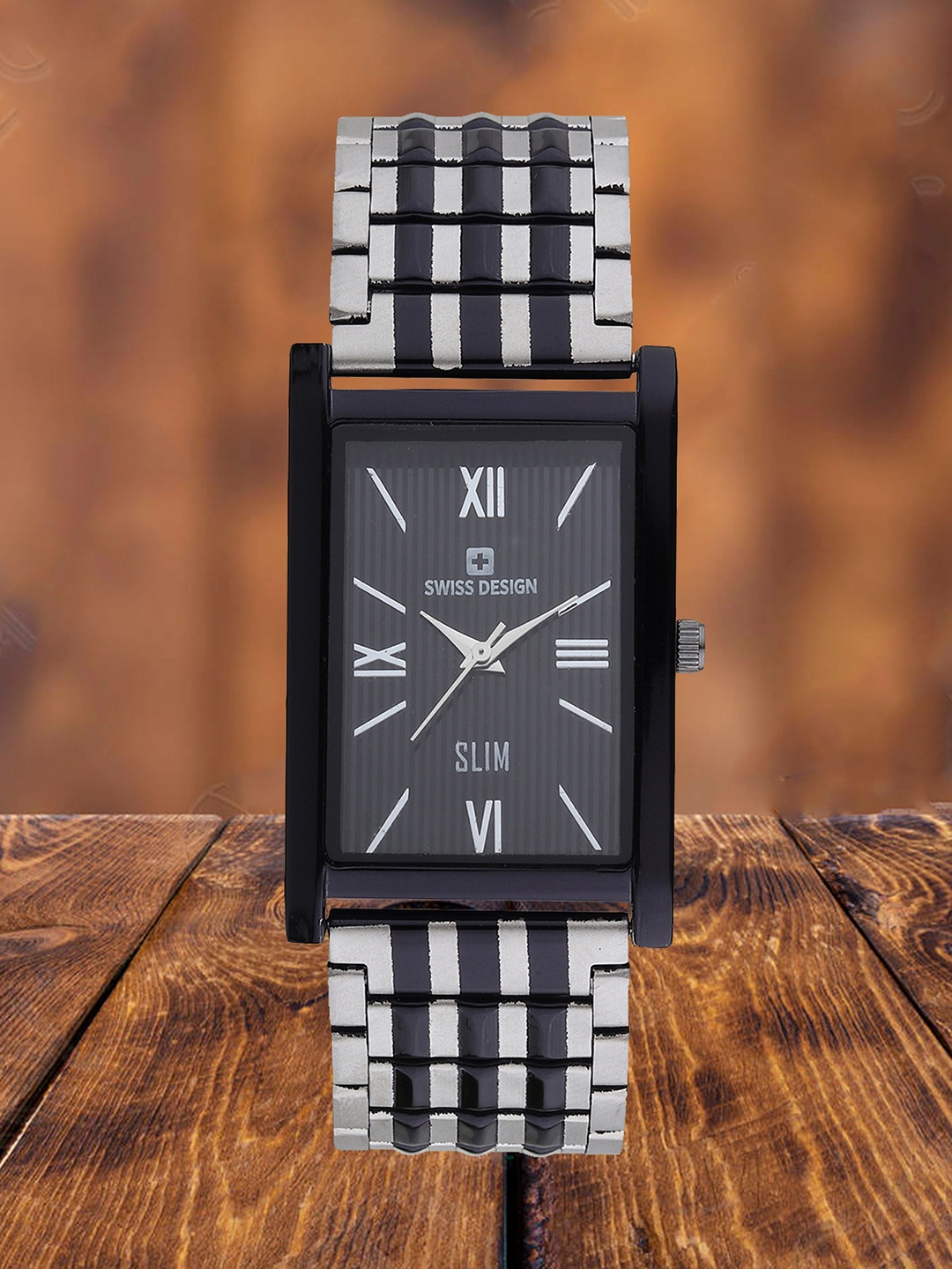 

Swiss Design Men Embellished Dial & Straps Analogue Watch SDWT-012-SLBK, Black