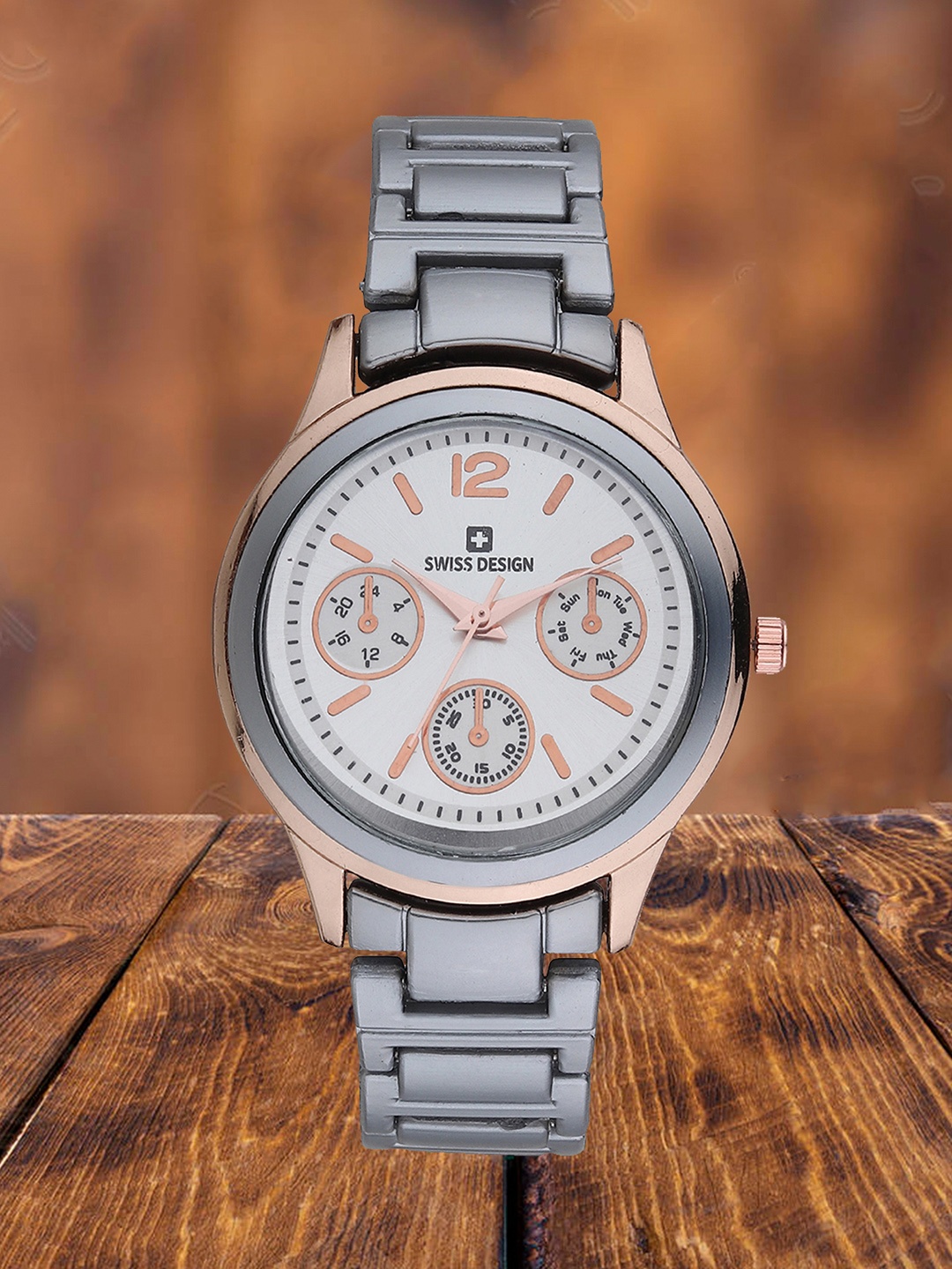 

Swiss Design Women Embellished Dial & Embellished Straps Analogue Watch SDWT-007-SL, Silver