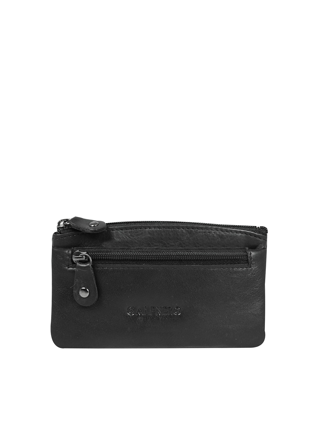 

CALFNERO Unisex Leather Zip Around Wallet, Black