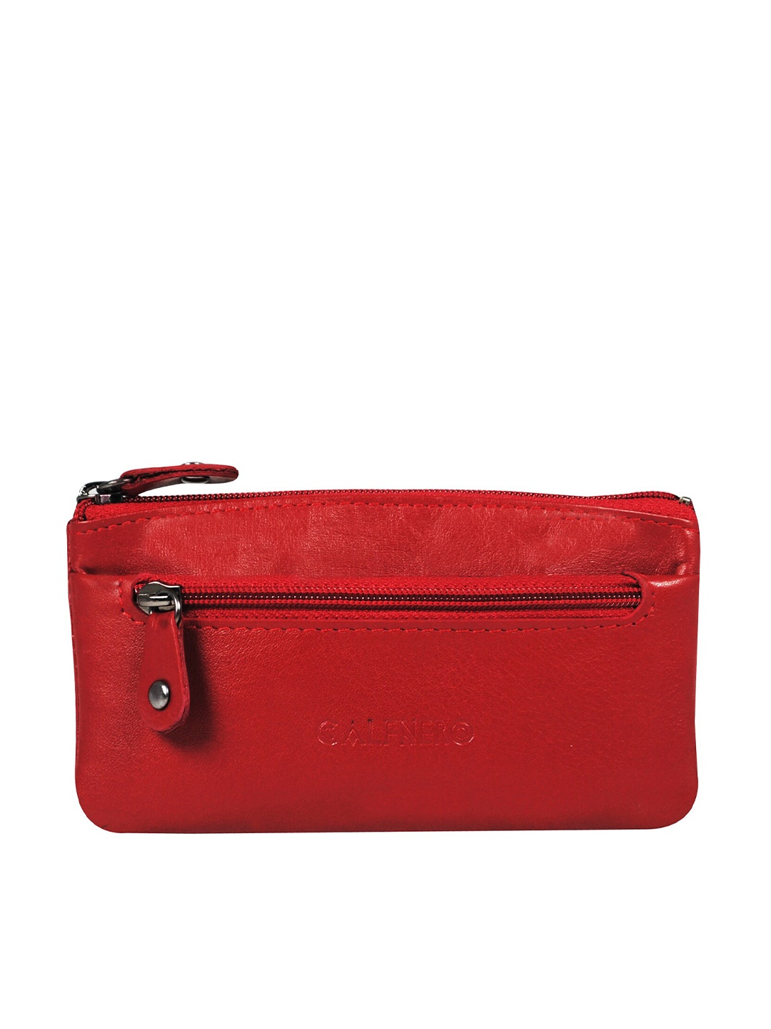 

CALFNERO Women Zip Around Leather Wallet, Red