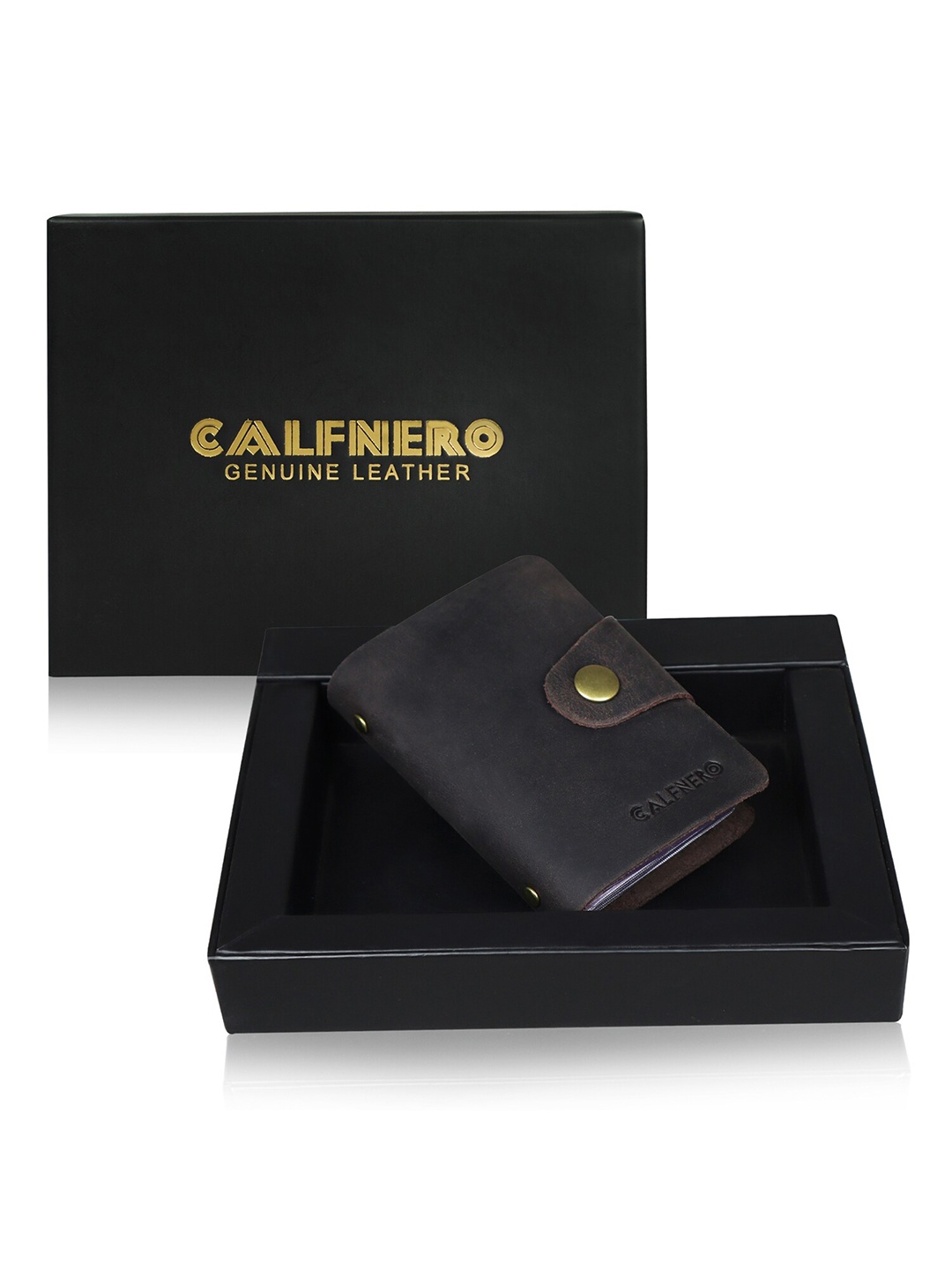 

CALFNERO Unisex Leather Card Holder, Brown