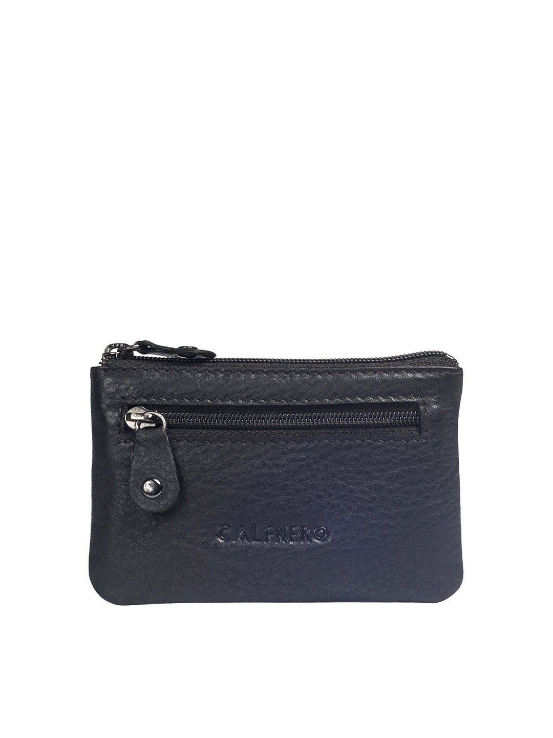 

CALFNERO Unisex Abstract Textured Leather Zip Around Wallet, Navy blue