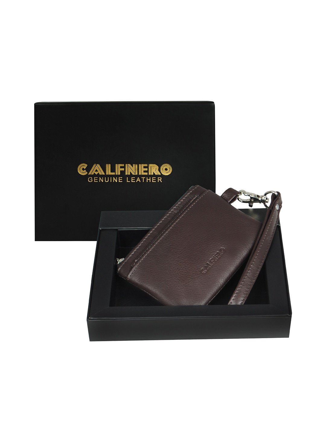 

CALFNERO Unisex Leather Zip Around Wallet, Brown