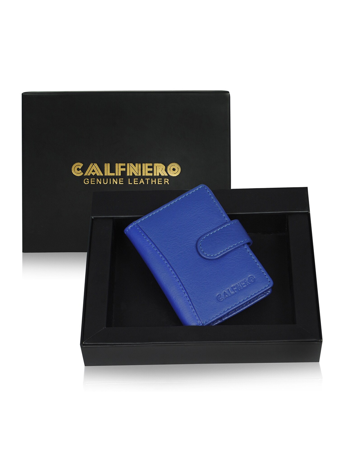 

CALFNERO Unisex Leather Card Holder, Blue