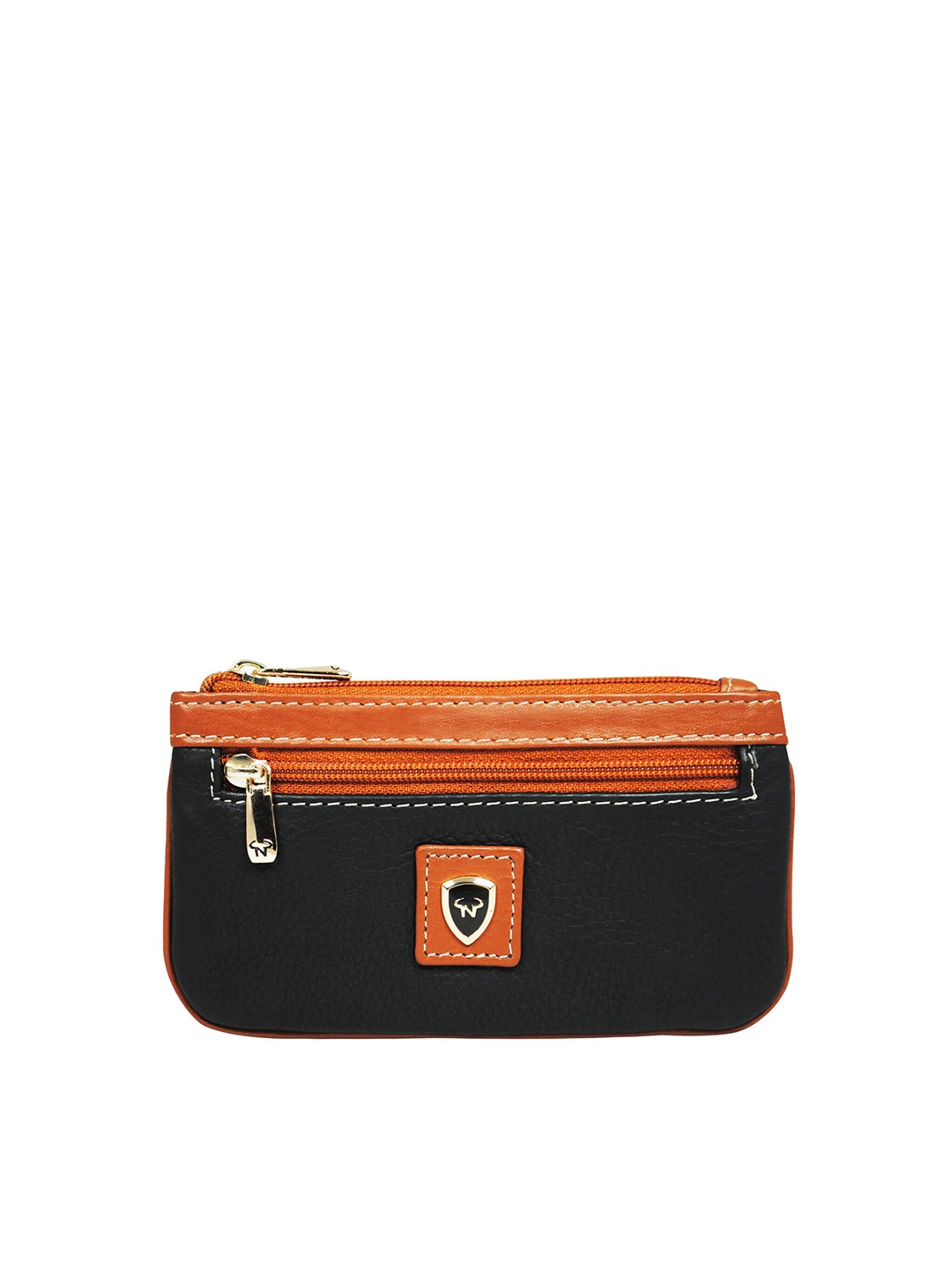 

CALFNERO Unisex Leather Zip Around Wallet, Black
