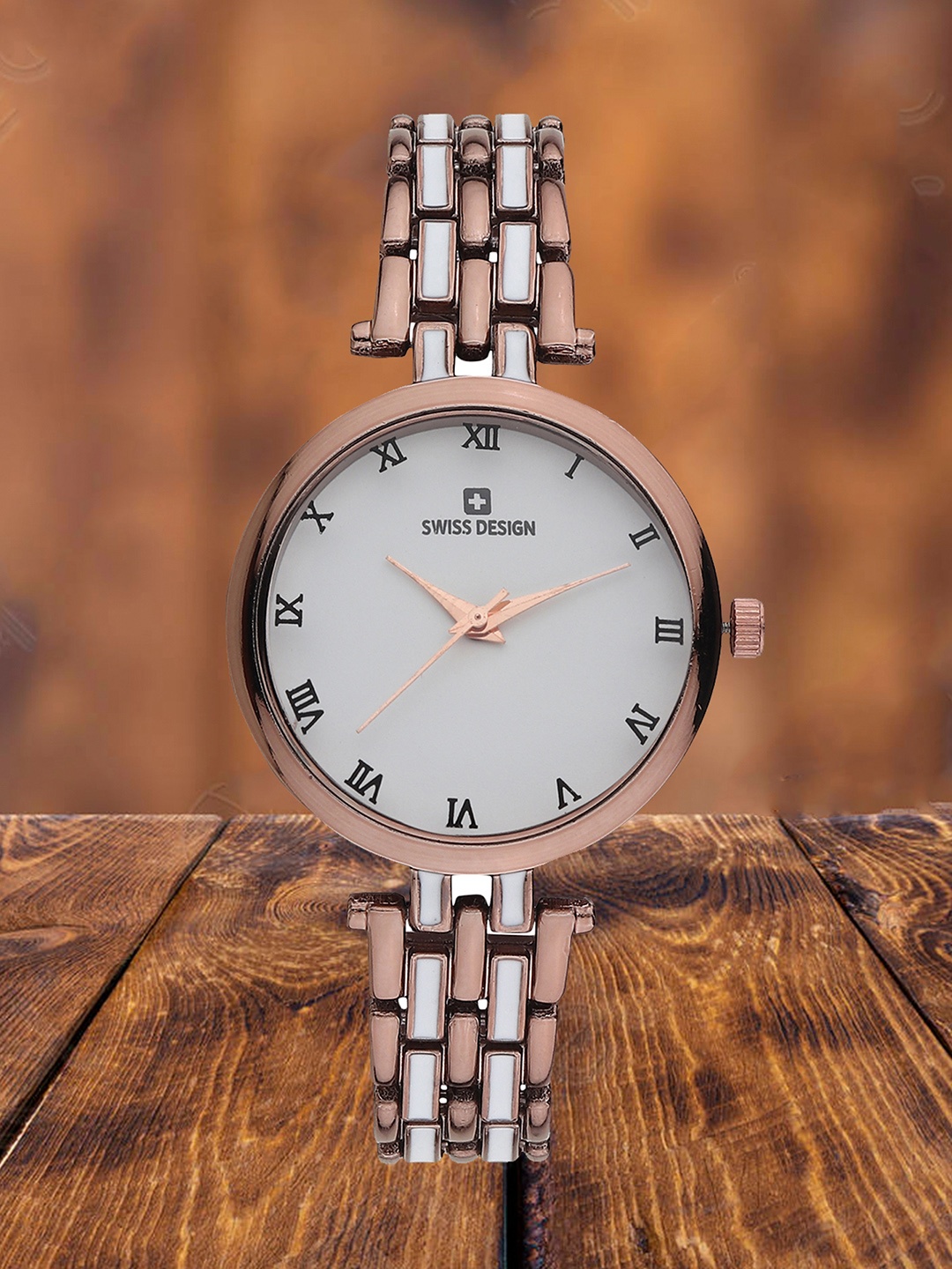 

Swiss Design Women Embellished Dial & Bracelet Style Straps Analogue Watch SDWT-005-CP, Copper