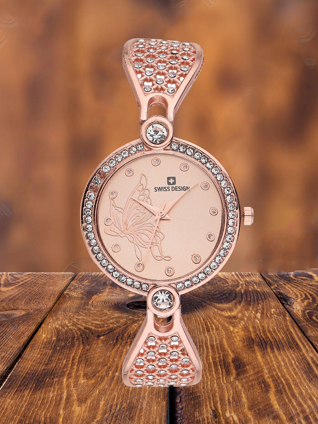 

Swiss Design Women Embellished Dial & Straps Analogue Watch SDWT-004-CP, Copper