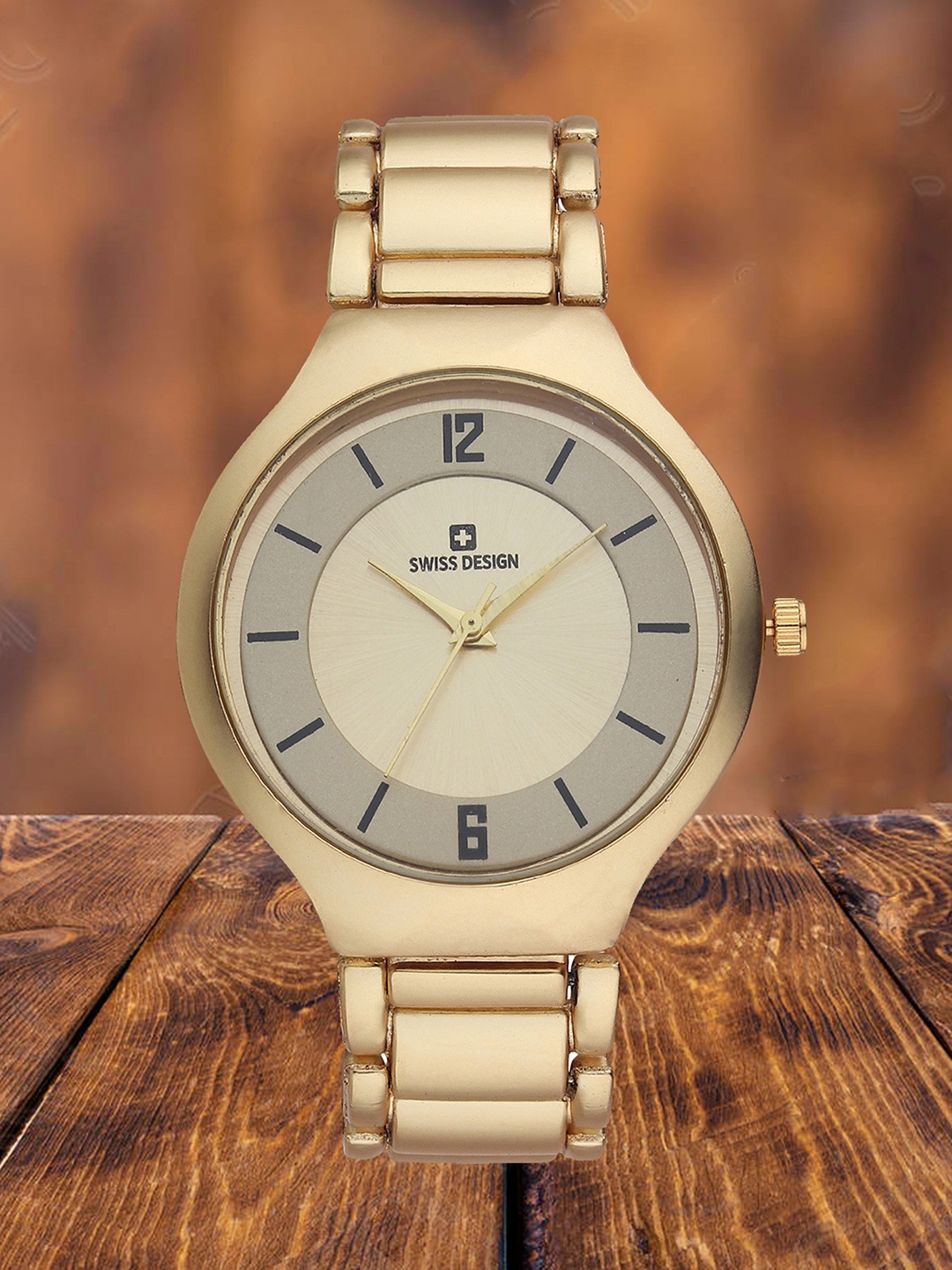 

Swiss Design Women Embellished Dial & Embellished Straps Analogue Watch SDWT-001-GD, Gold