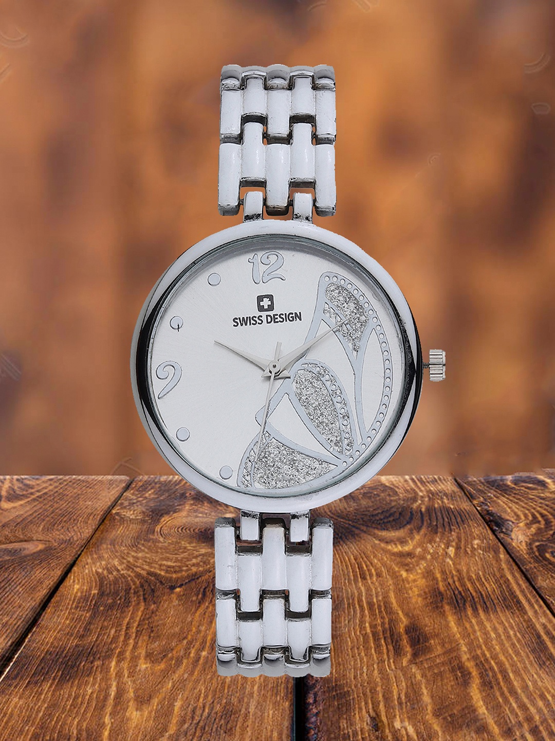 

Swiss Design Women Embellished Dial & Straps Analogue Watch SDWT-003-SL, Silver