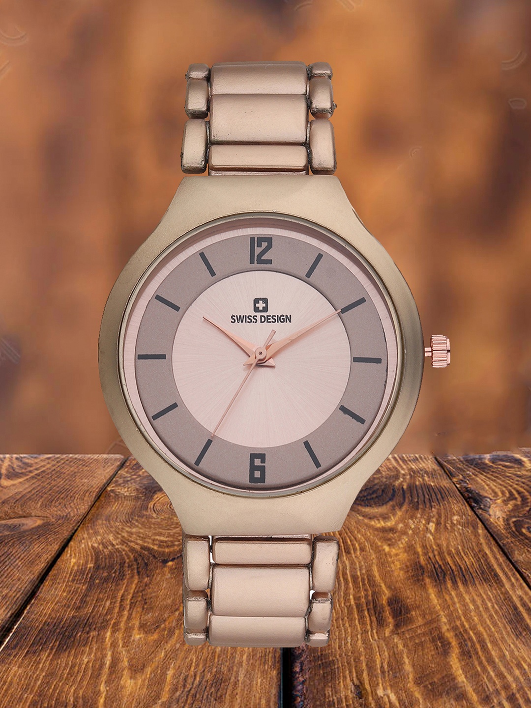 

Swiss Design Women Printed Dial & Textured Straps Analogue Watch SDWT-001-CP, Copper