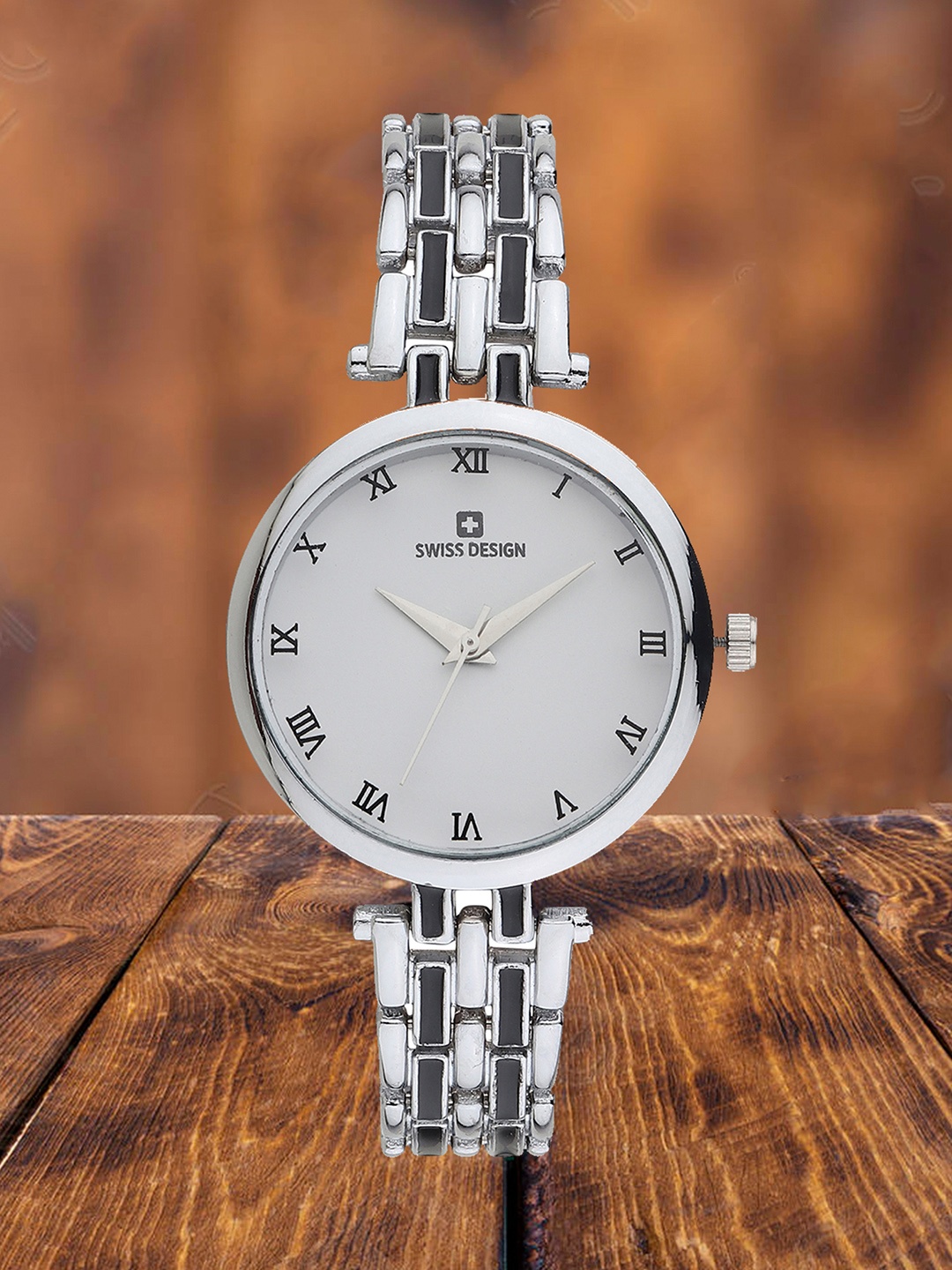 

Swiss Design Women Embellished Dial & Straps Analogue Watch SDWT-005-SL, Silver