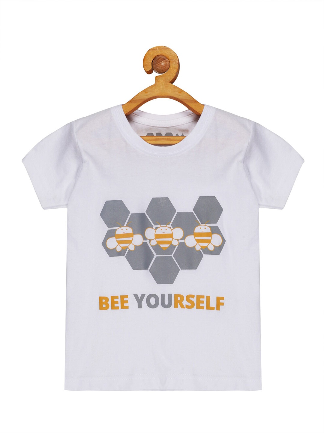 

OBOW Boys White Typography Printed Bio Finish Cotton T-shirt