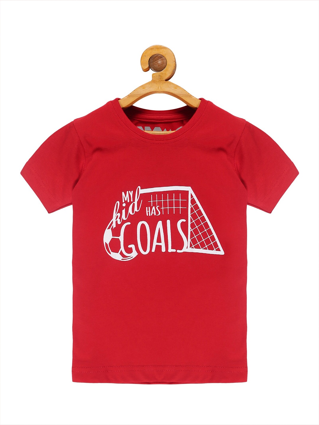 OBOW Boys Red Typography Printed Bio Finish Cotton T-shirt