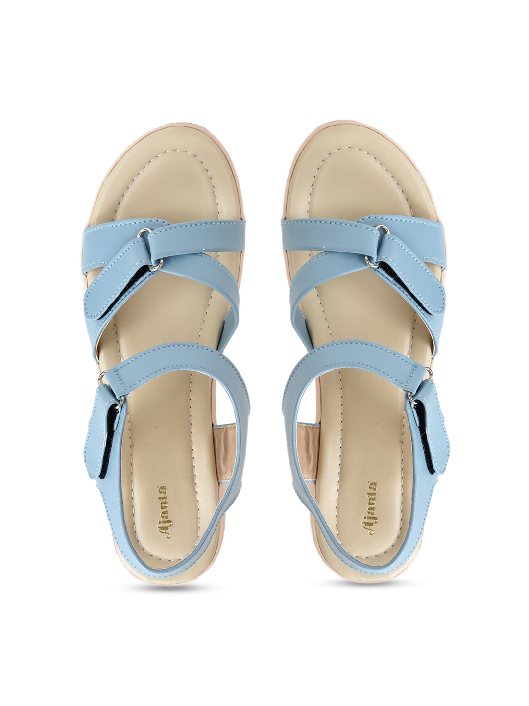 

Ajanta Blue & Beige Flatform Sandals with Buckles