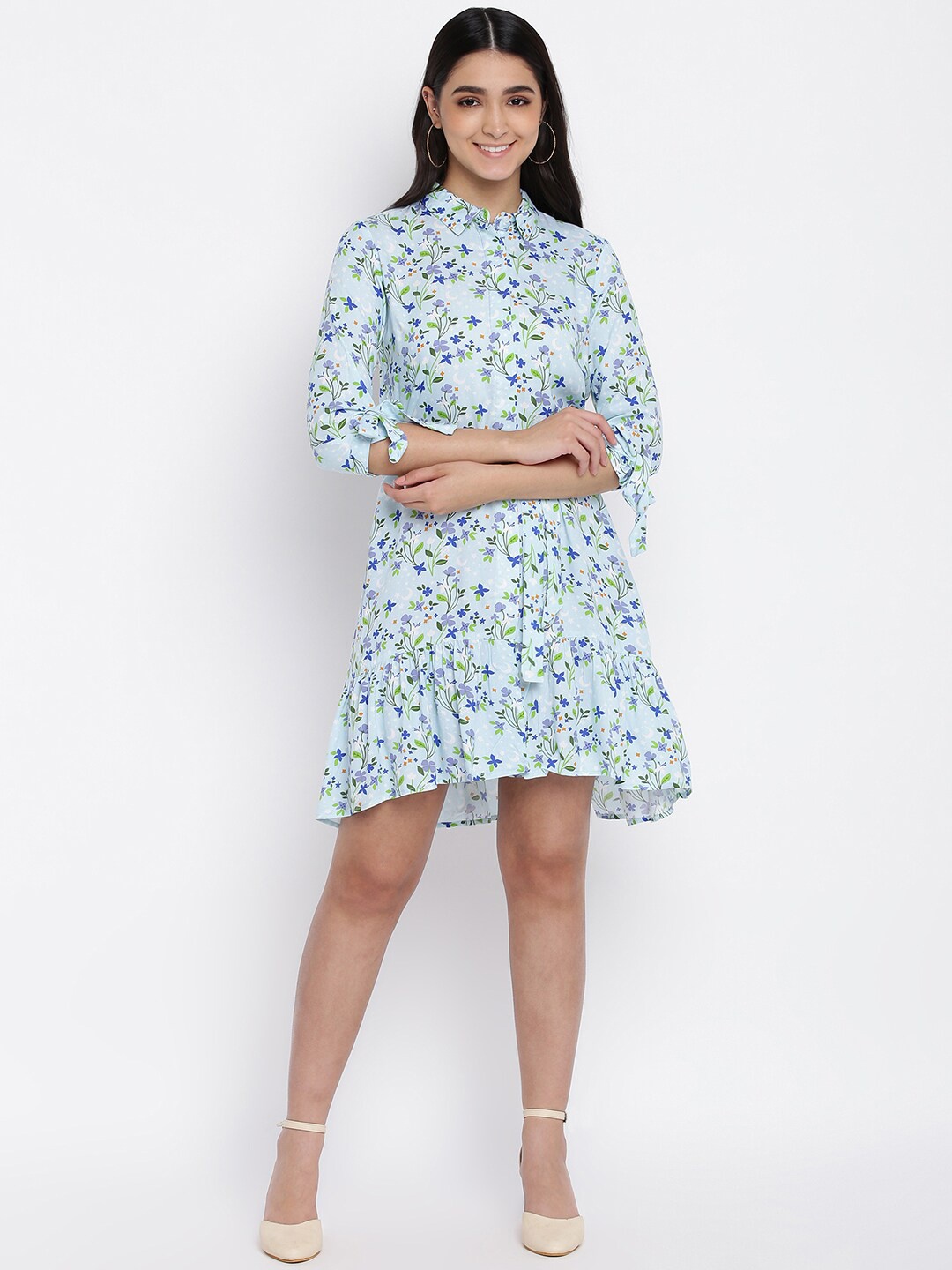 

abof Women Blue Floral A-Line Dress
