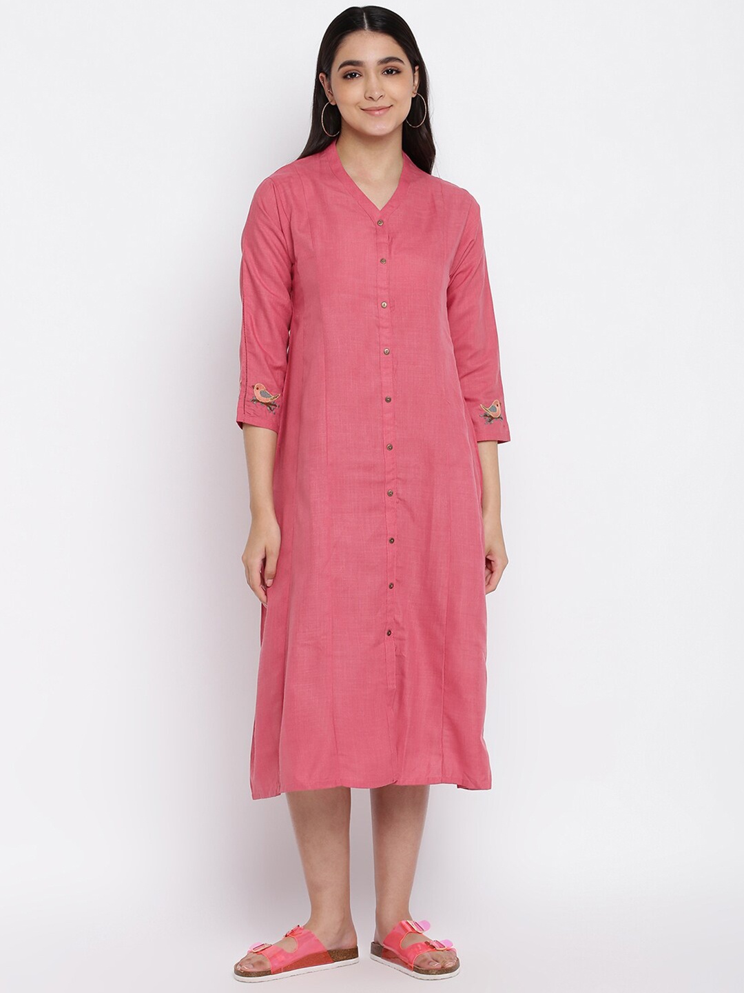 

abof Pink Shirt Midi Dress