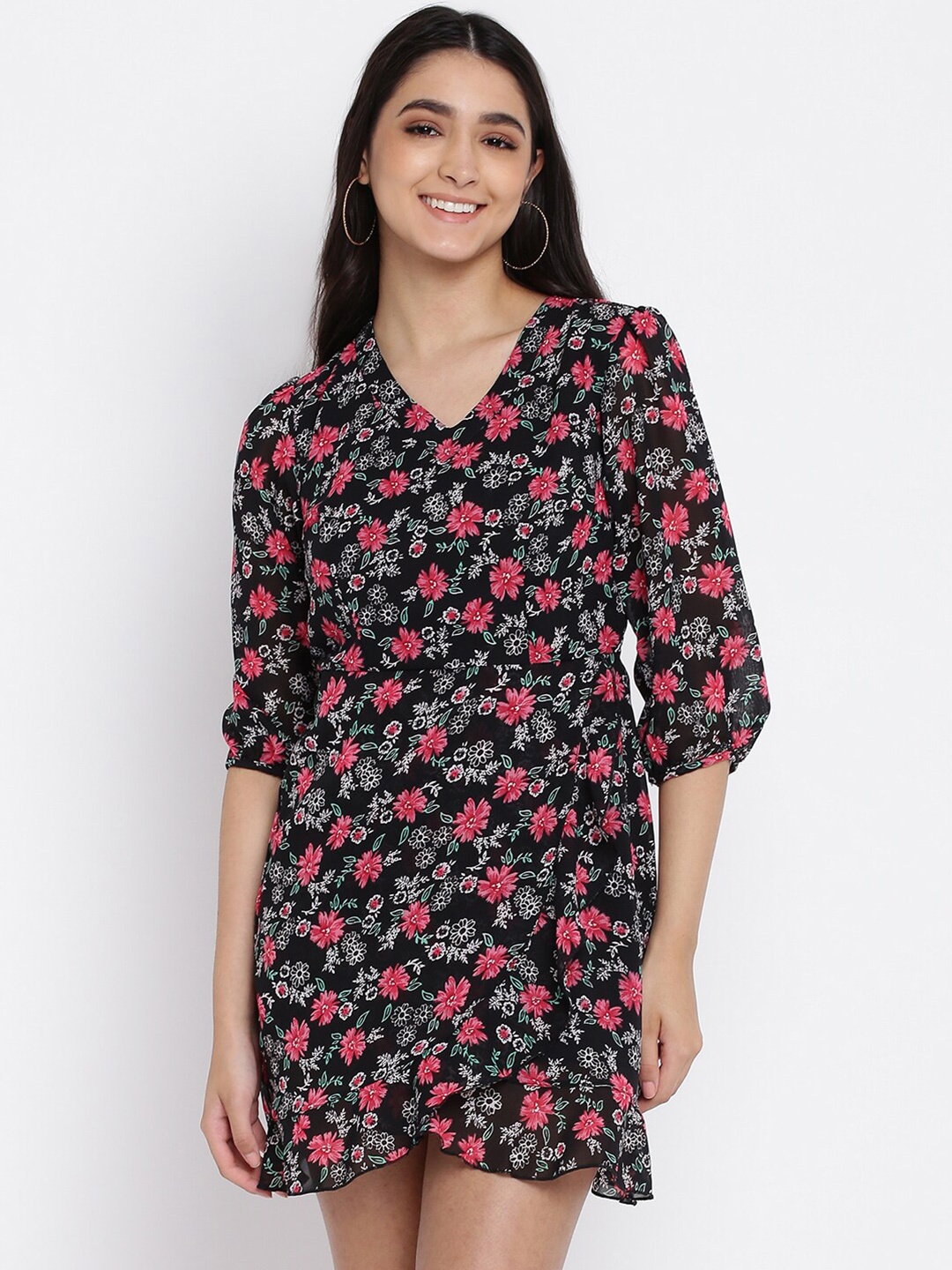 

abof Women Black Floral Dress