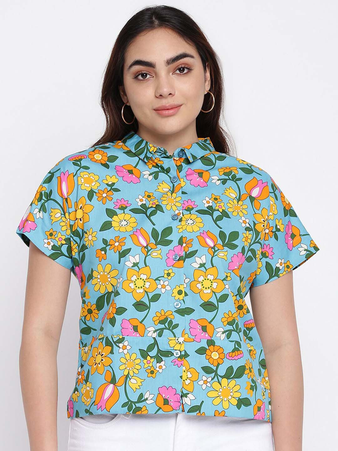 

abof Women Blue Floral Print Top