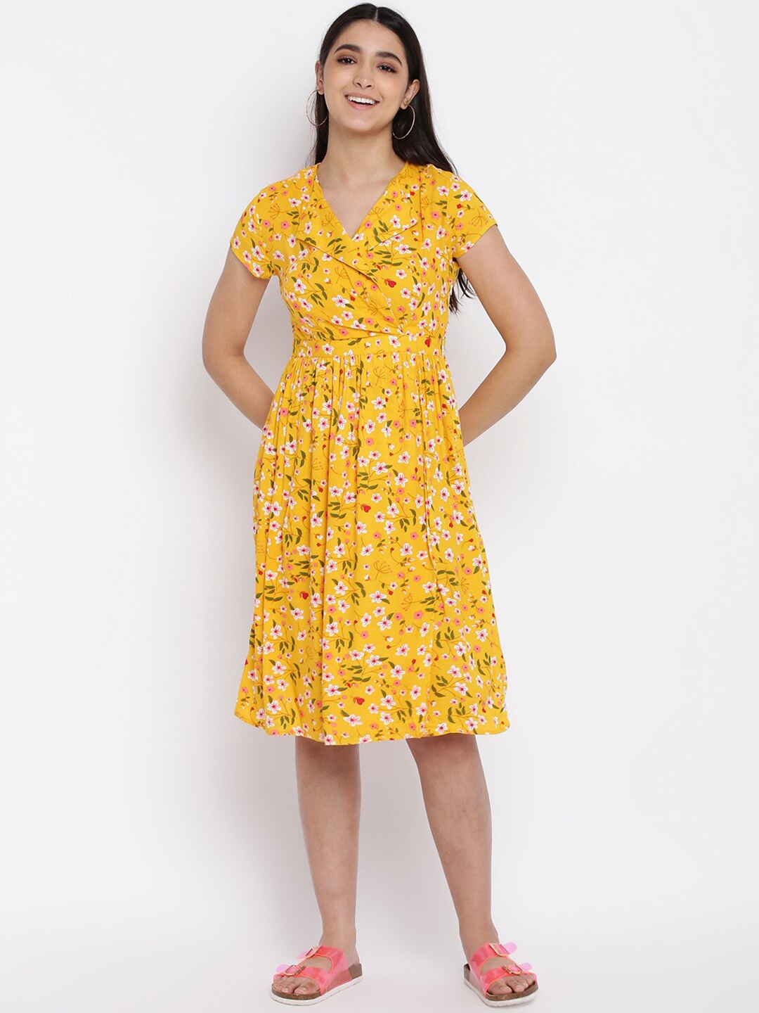 

abof Yellow Floral Dress