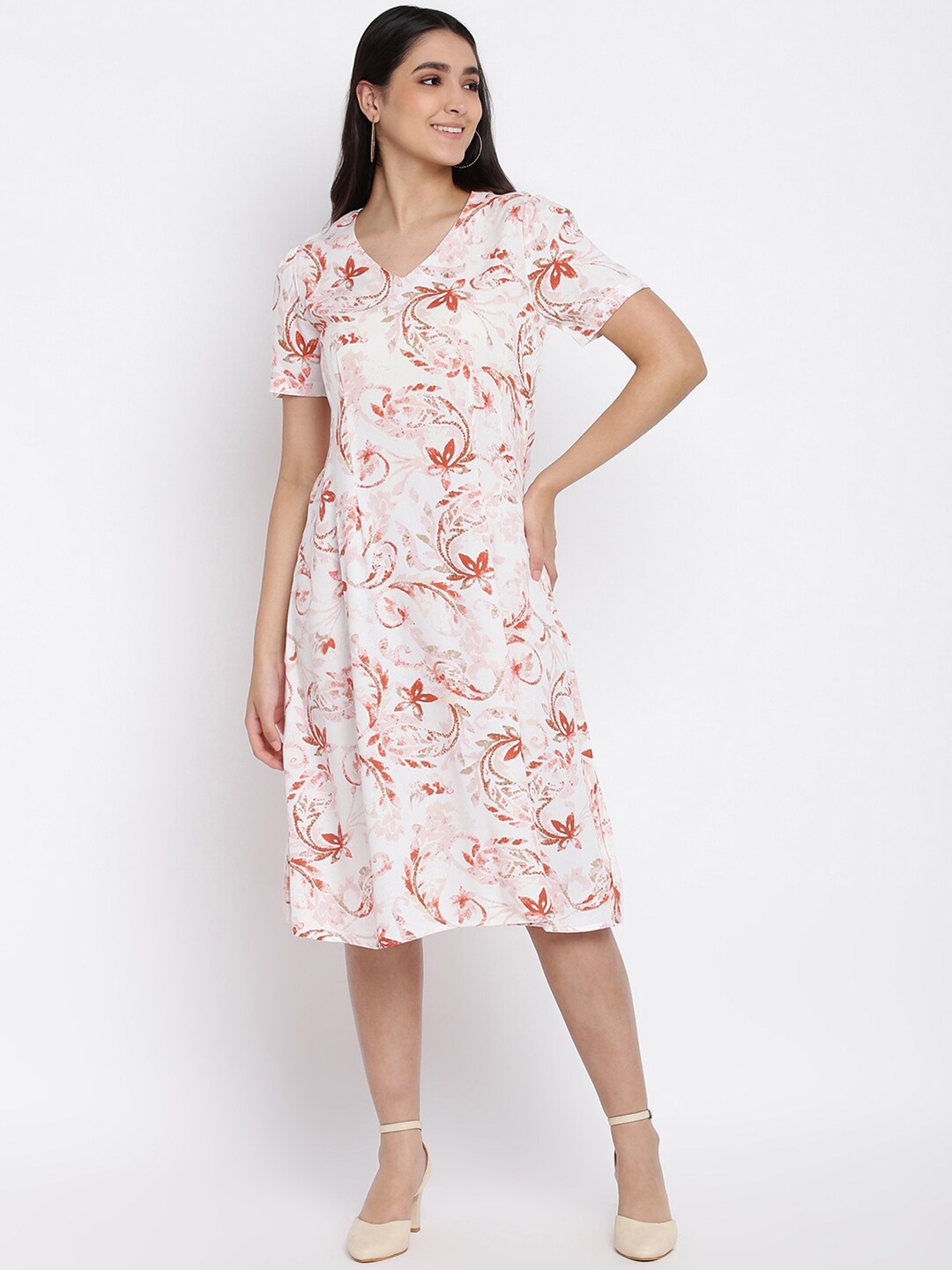 

abof Multicoloured Floral A-Line Midi Dress, Multi