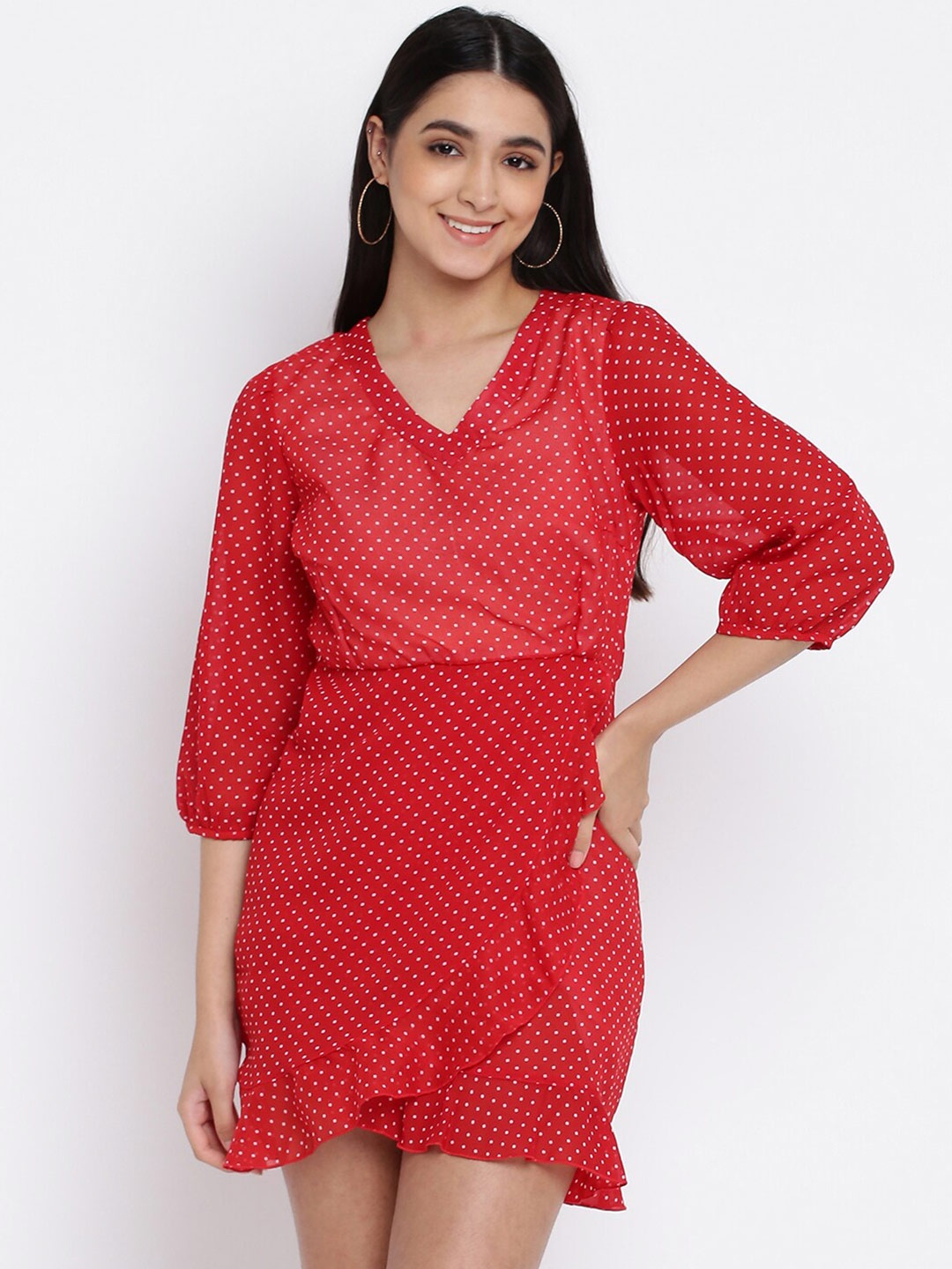 

abof Women Red Printed Dress