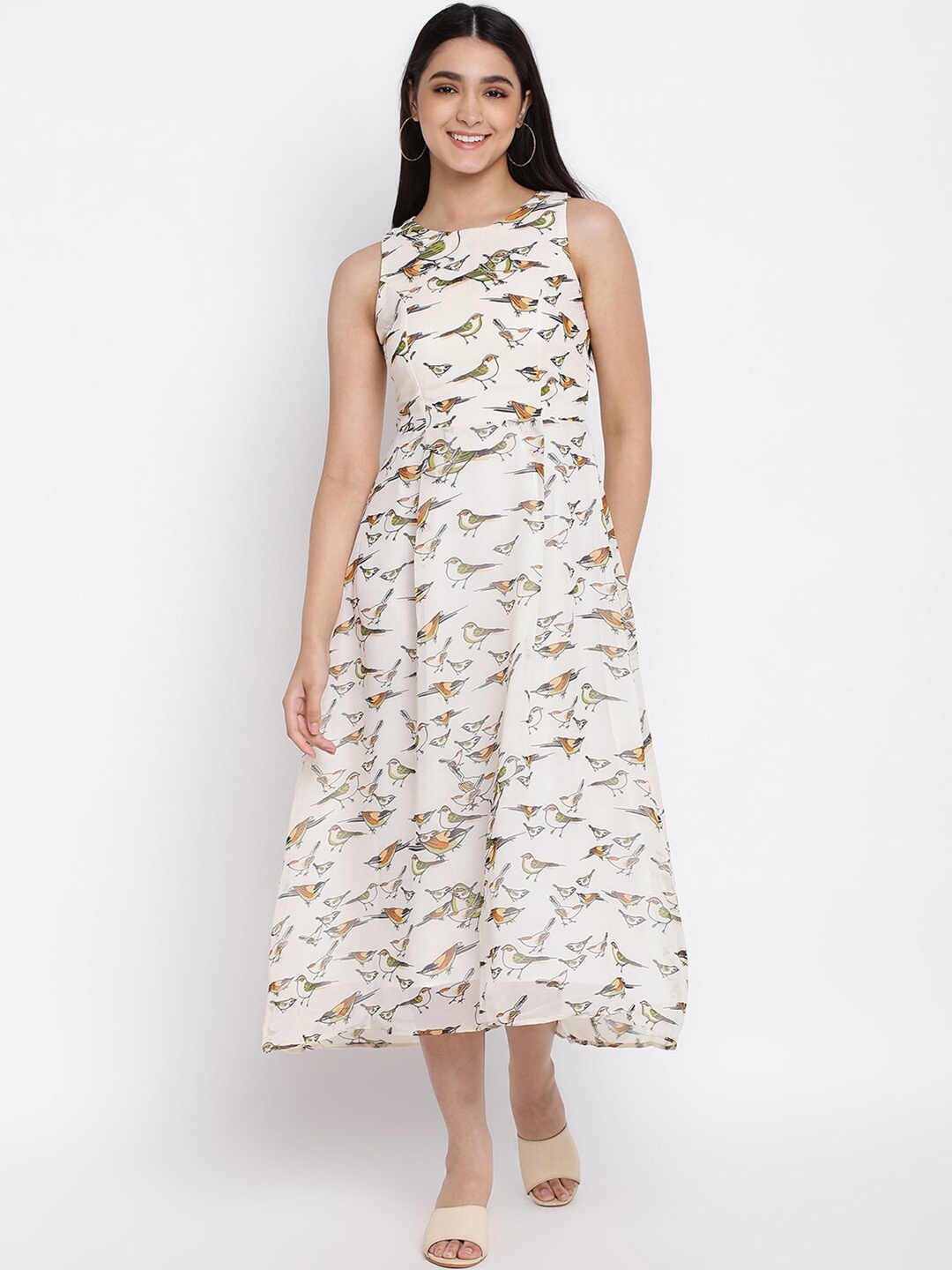 

abof Off White A-Line Midi Dress