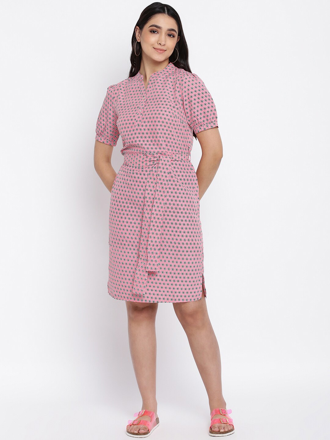 

abof Women Peach-Coloured Shirt Dress