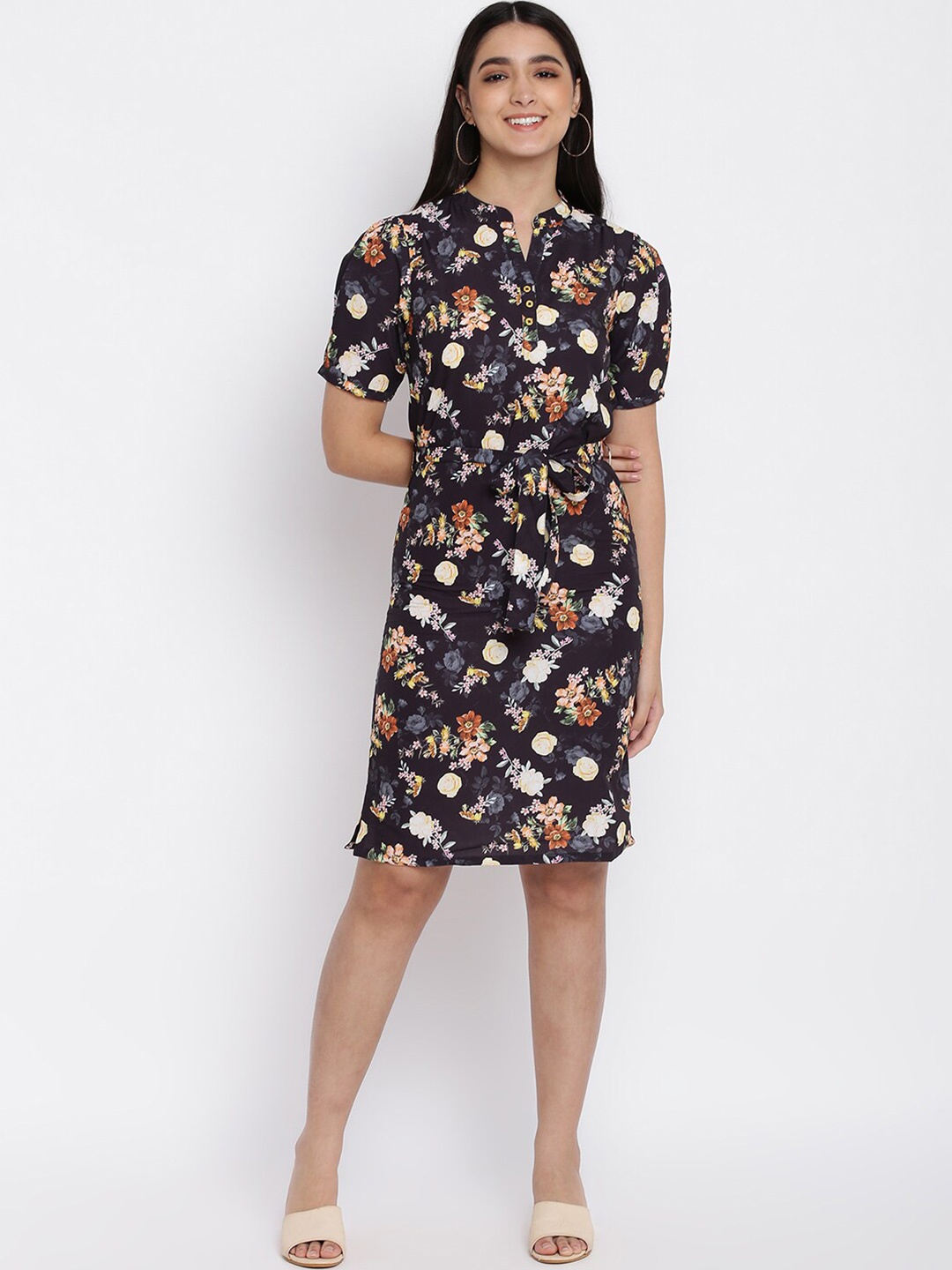 

abof Women Black Floral A-Line Dress