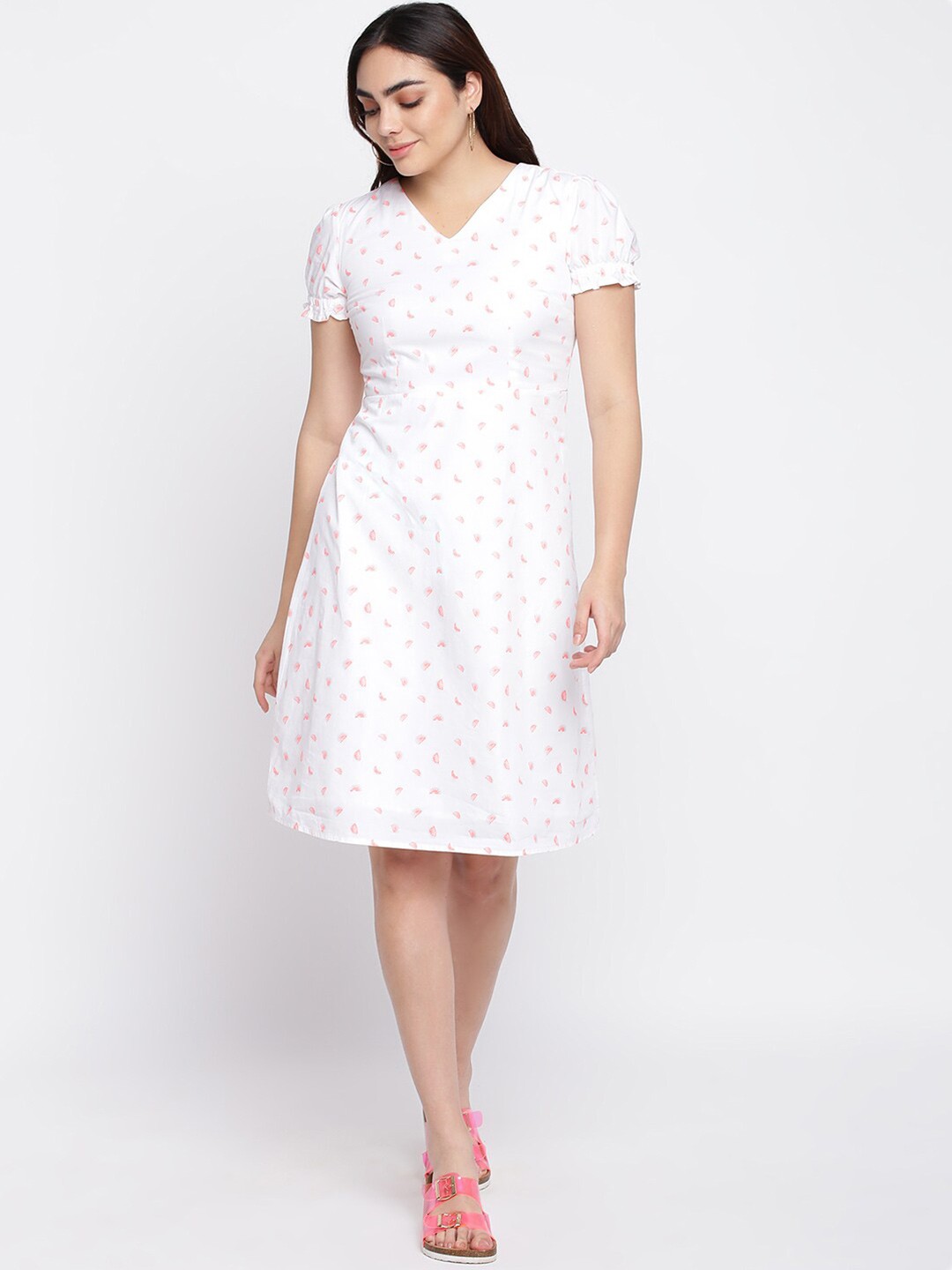 

abof Women White Printed Dress