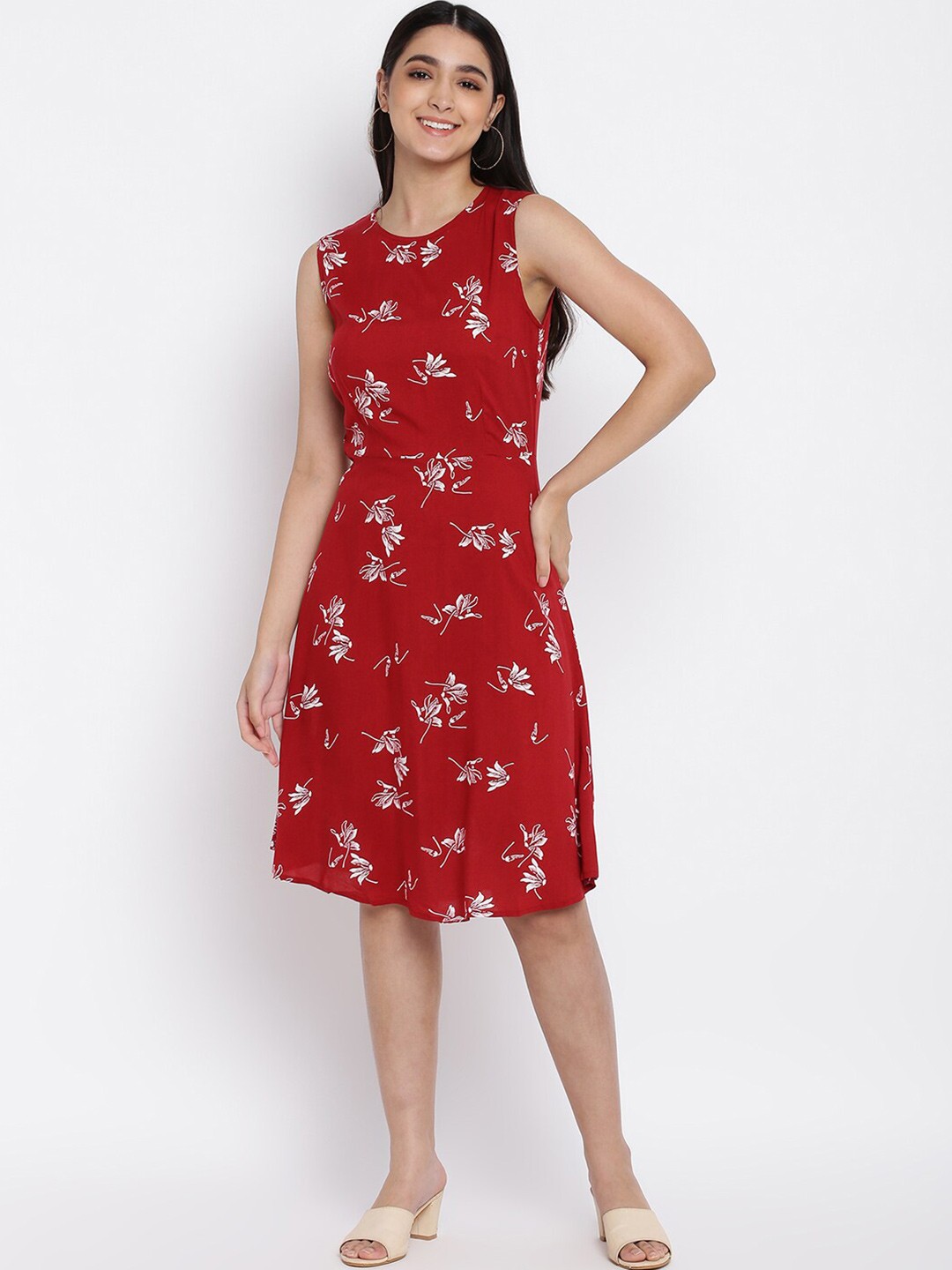 

abof Women Red Floral Dress