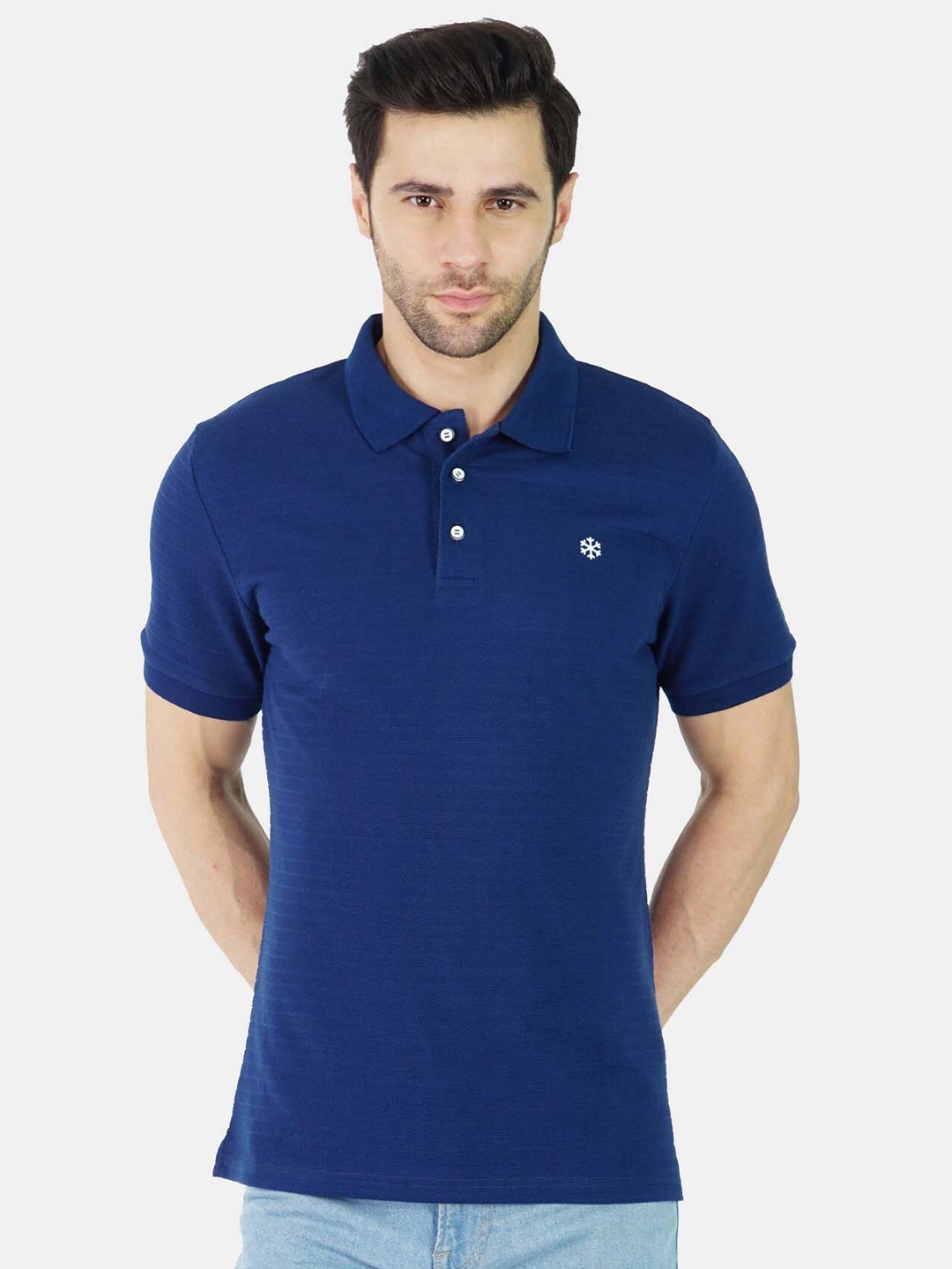 

MEMEN Men Blue V-Neck T-shirt
